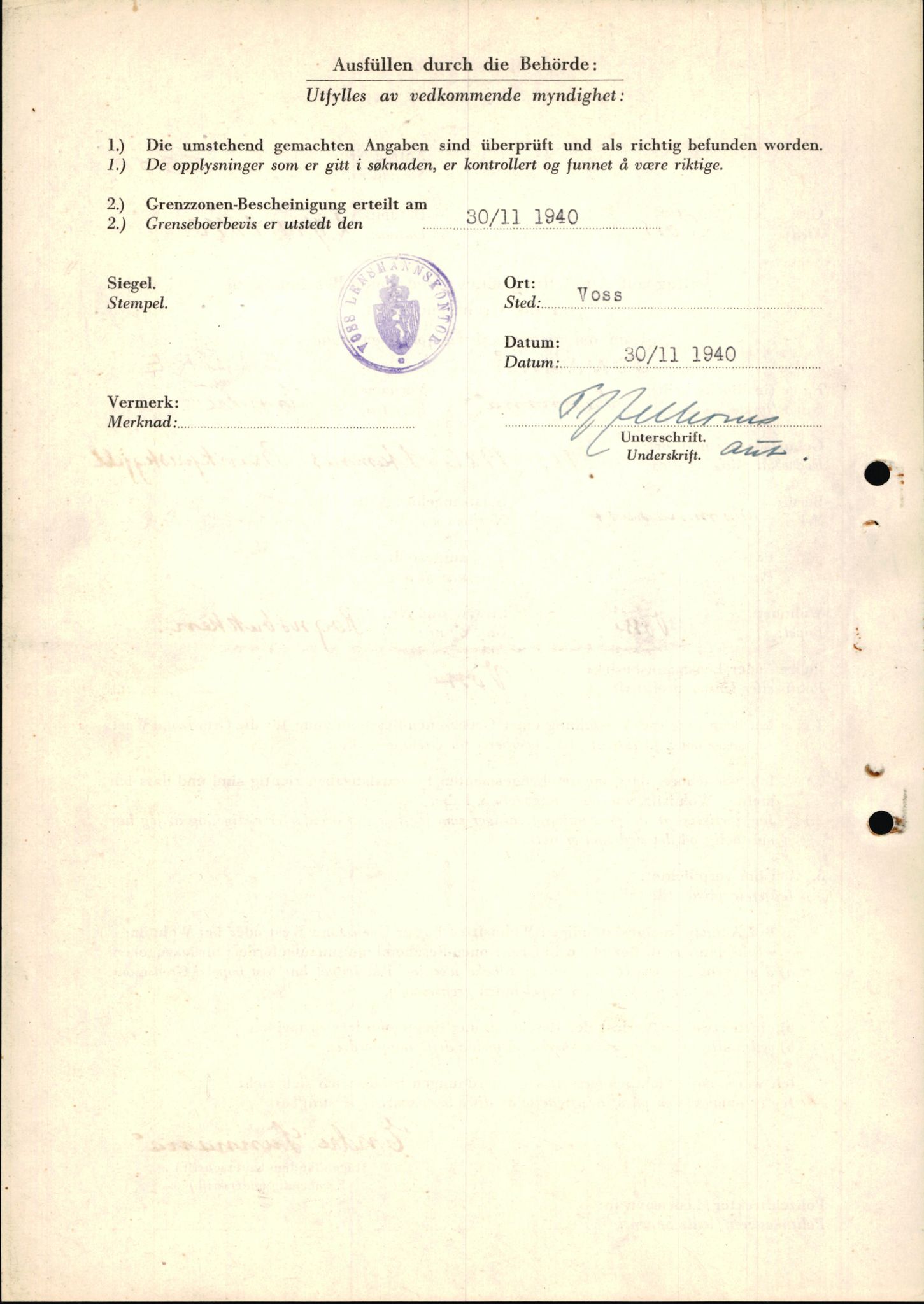 Lensmannen i Voss, SAB/A-35801/0026/L0008: Søknader om grensebuarbevis, 5501 - 6500, 1940-1945, s. 2