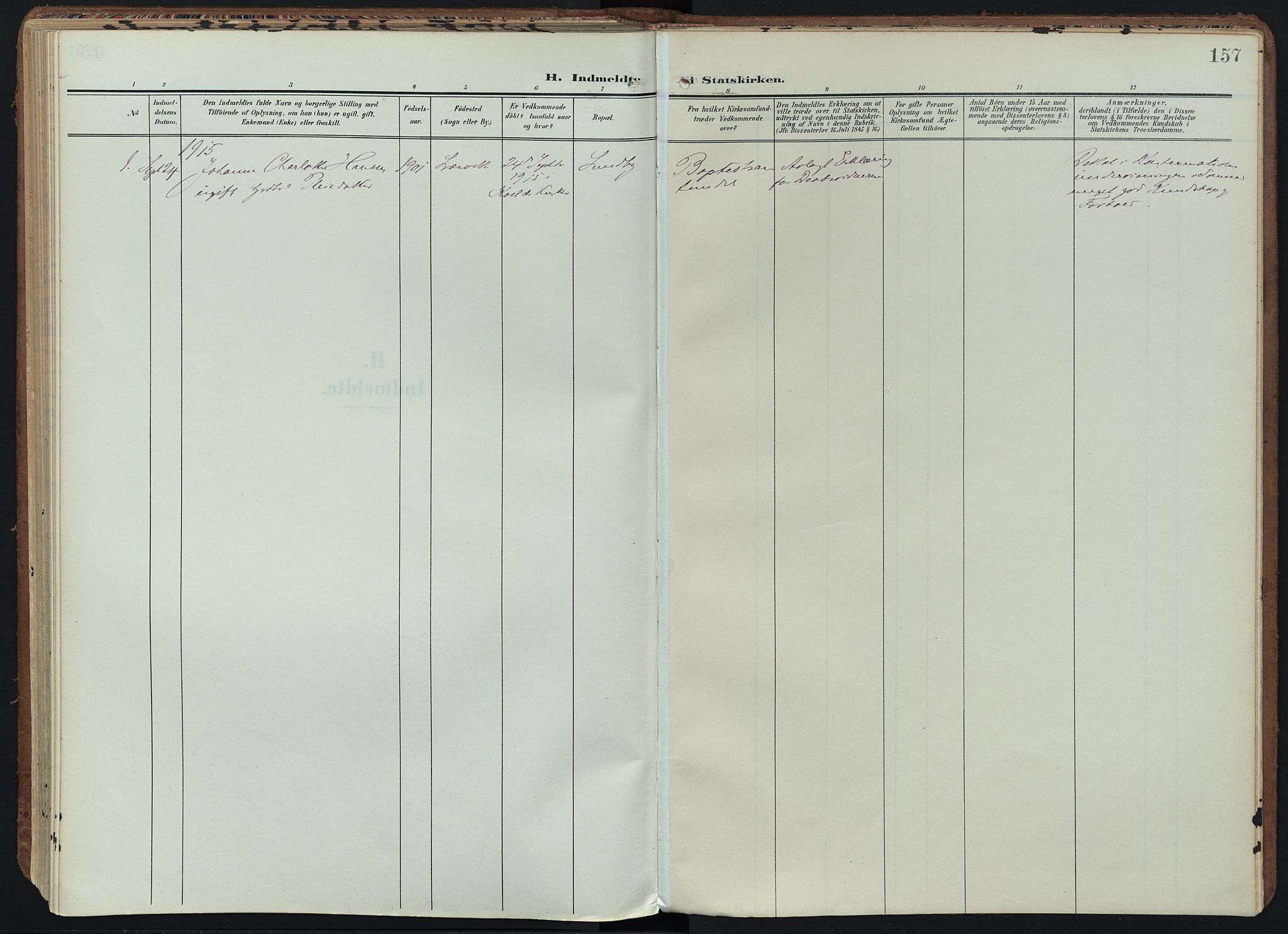 Hedrum kirkebøker, SAKO/A-344/F/Fb/L0002: Ministerialbok nr. II 2, 1906-1924, s. 157