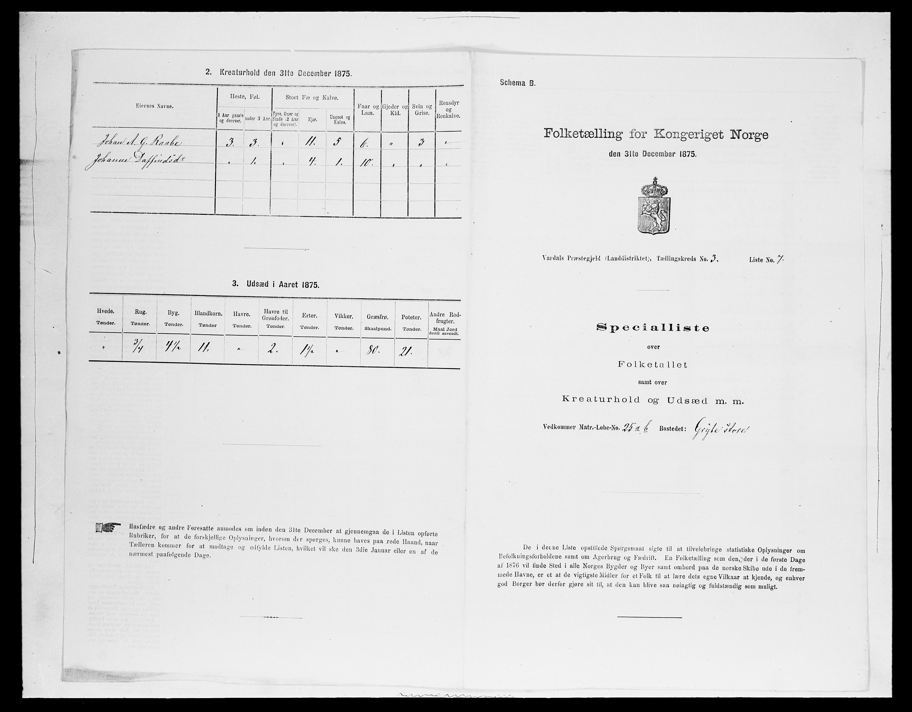 SAH, Folketelling 1875 for 0527L Vardal prestegjeld, Vardal sokn og Hunn sokn, 1875, s. 353