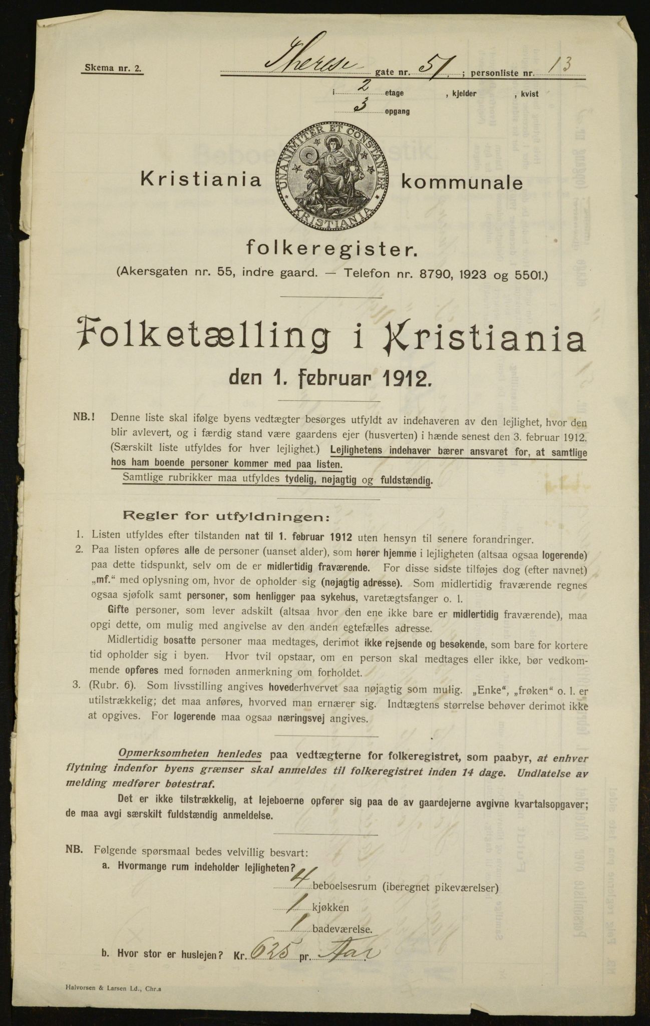 OBA, Kommunal folketelling 1.2.1912 for Kristiania, 1912, s. 108832