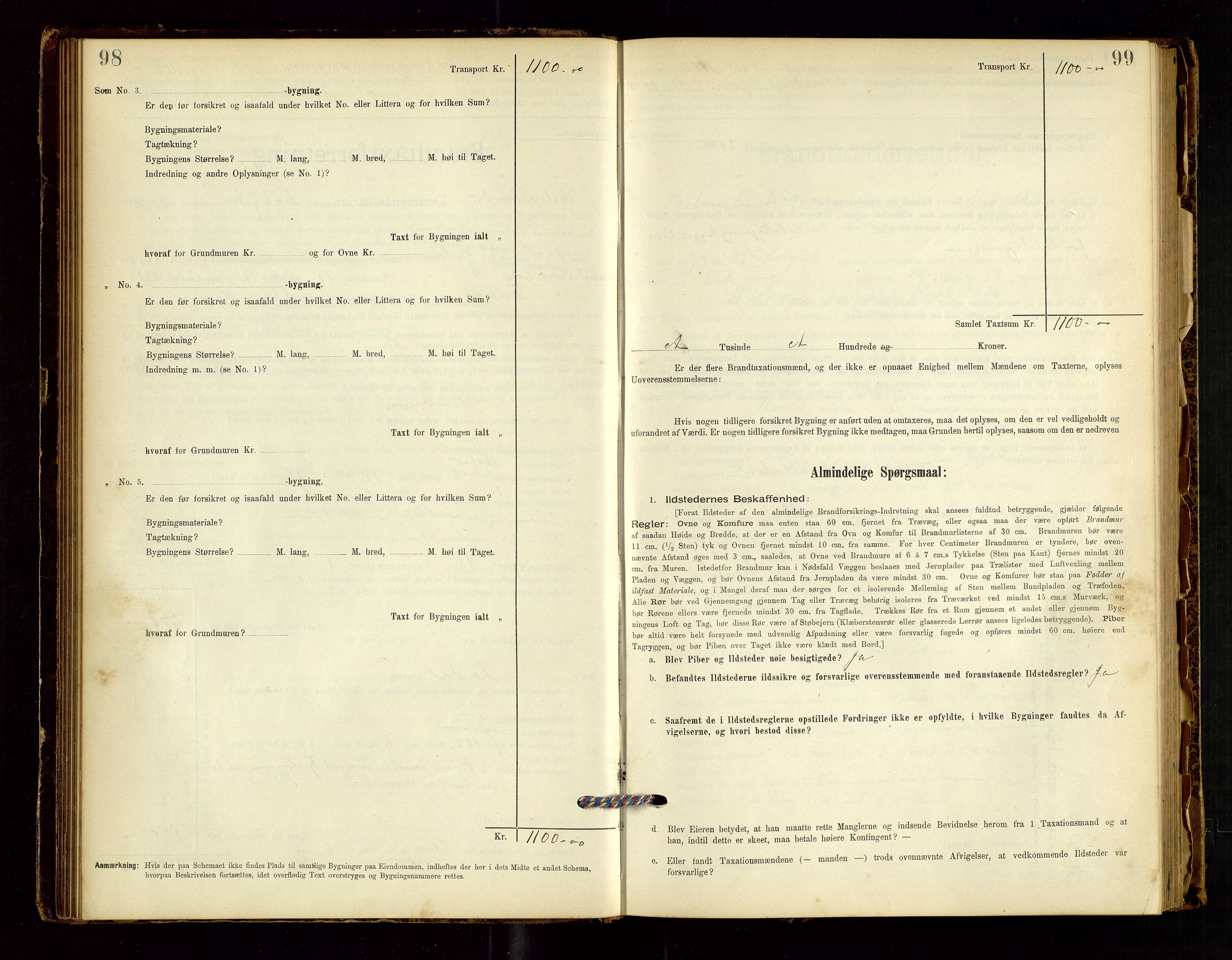 Hjelmeland lensmannskontor, AV/SAST-A-100439/Gob/L0001: "Brandtaxationsprotokol", 1895-1932, s. 98-99