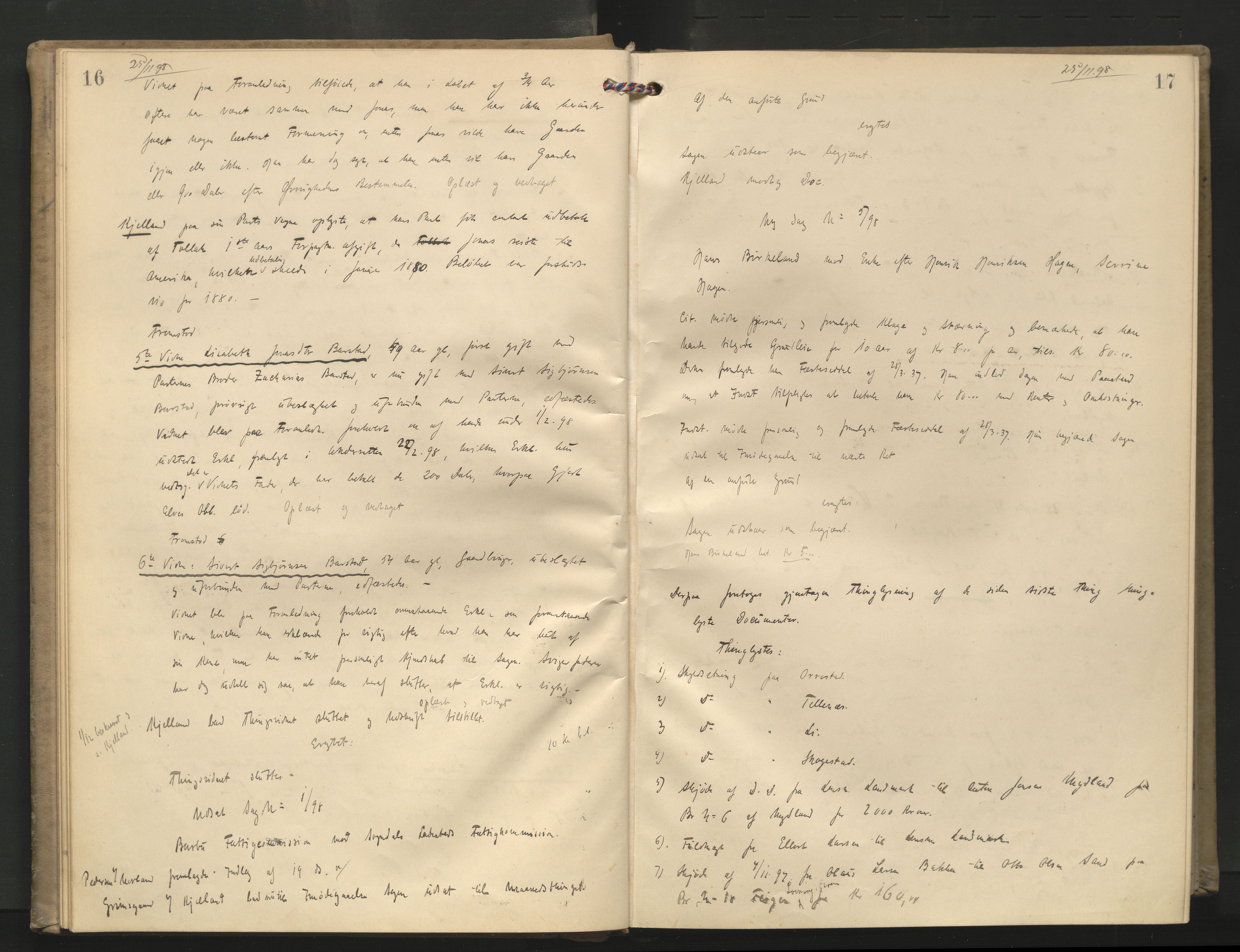 Dalane sorenskriveri, AV/SAST-A-100309/001/3/30/30BA/L0006: TINGBOK, 1898-1902, s. 16-17