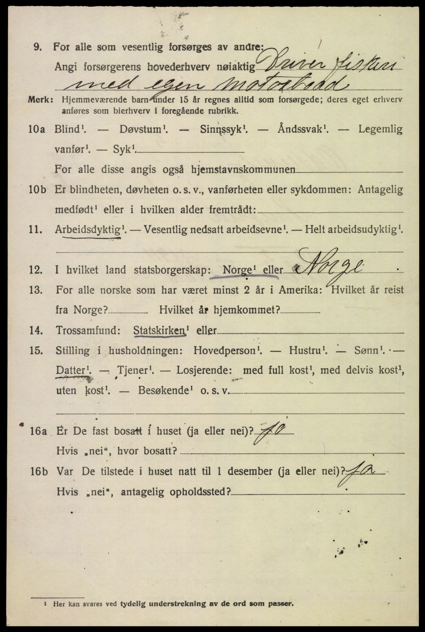 SAK, Folketelling 1920 for 1012 Oddernes herred, 1920, s. 3378