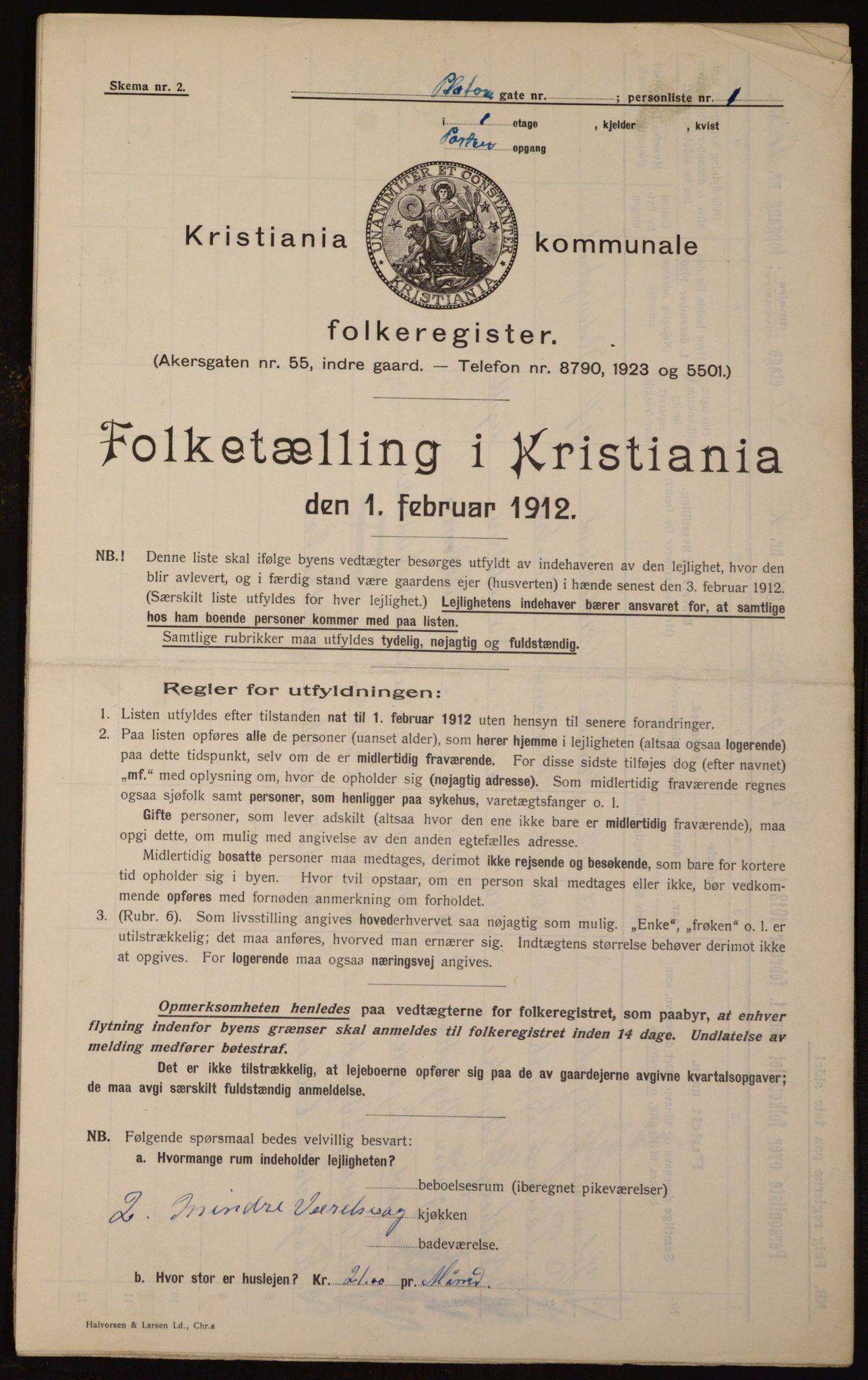 OBA, Kommunal folketelling 1.2.1912 for Kristiania, 1912, s. 80735