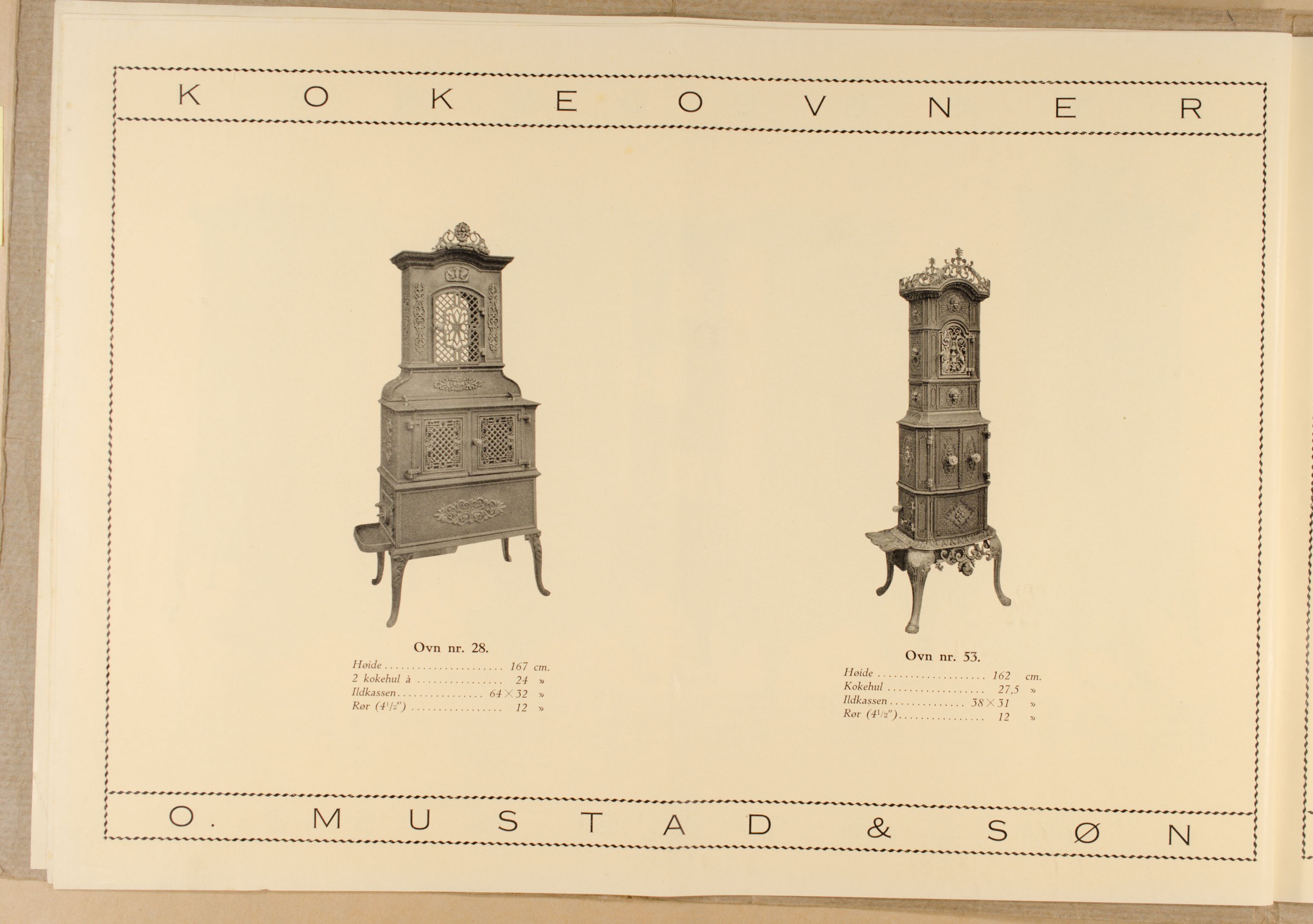 Næs Jernverksmuseets samling av historiske ovnskataloger, NESJ/NJM-006/01/L0012: O. Mustad & Søn, Støpegods Katalog, 1889-1910