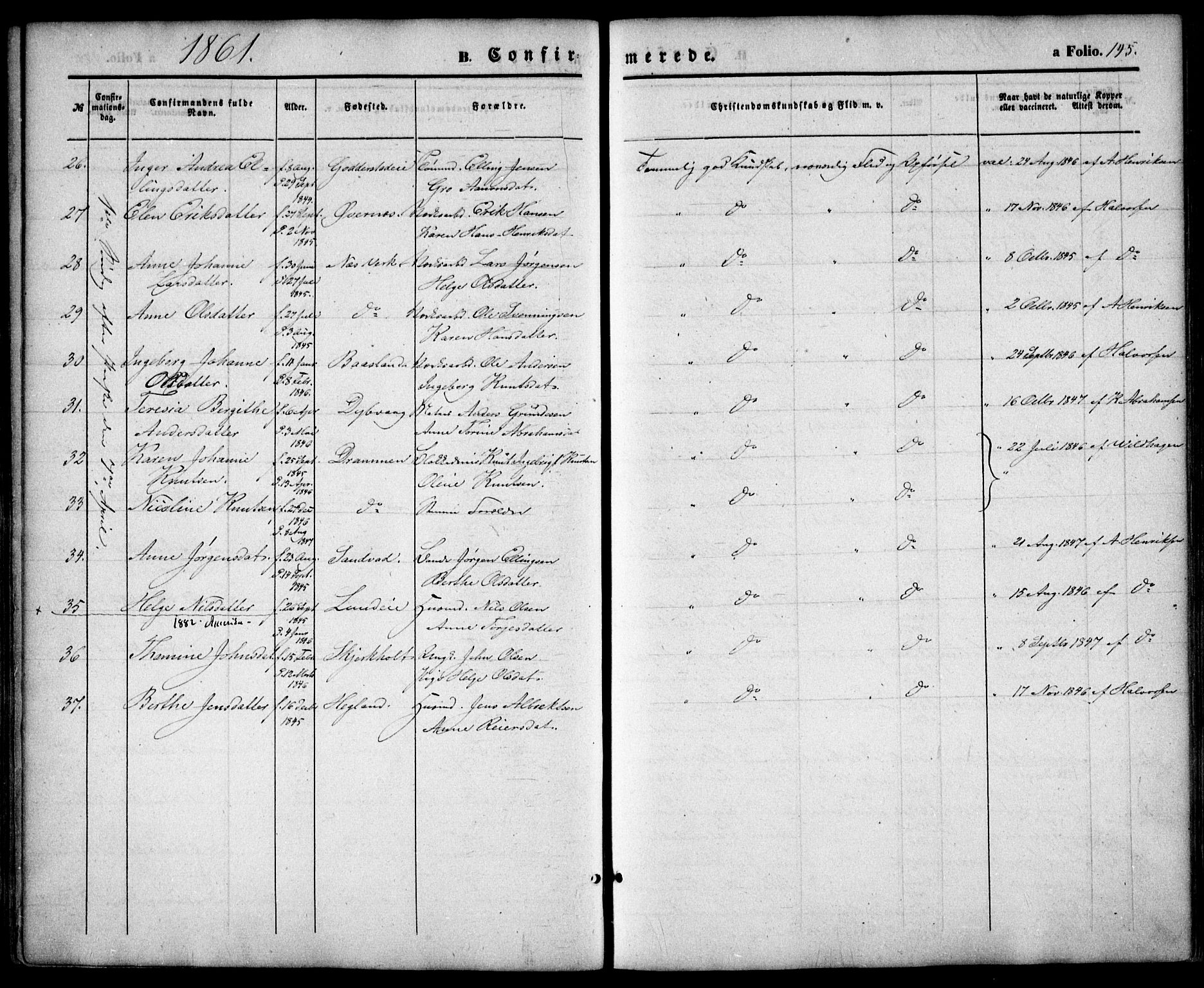 Holt sokneprestkontor, AV/SAK-1111-0021/F/Fa/L0009: Ministerialbok nr. A 9, 1861-1871, s. 145