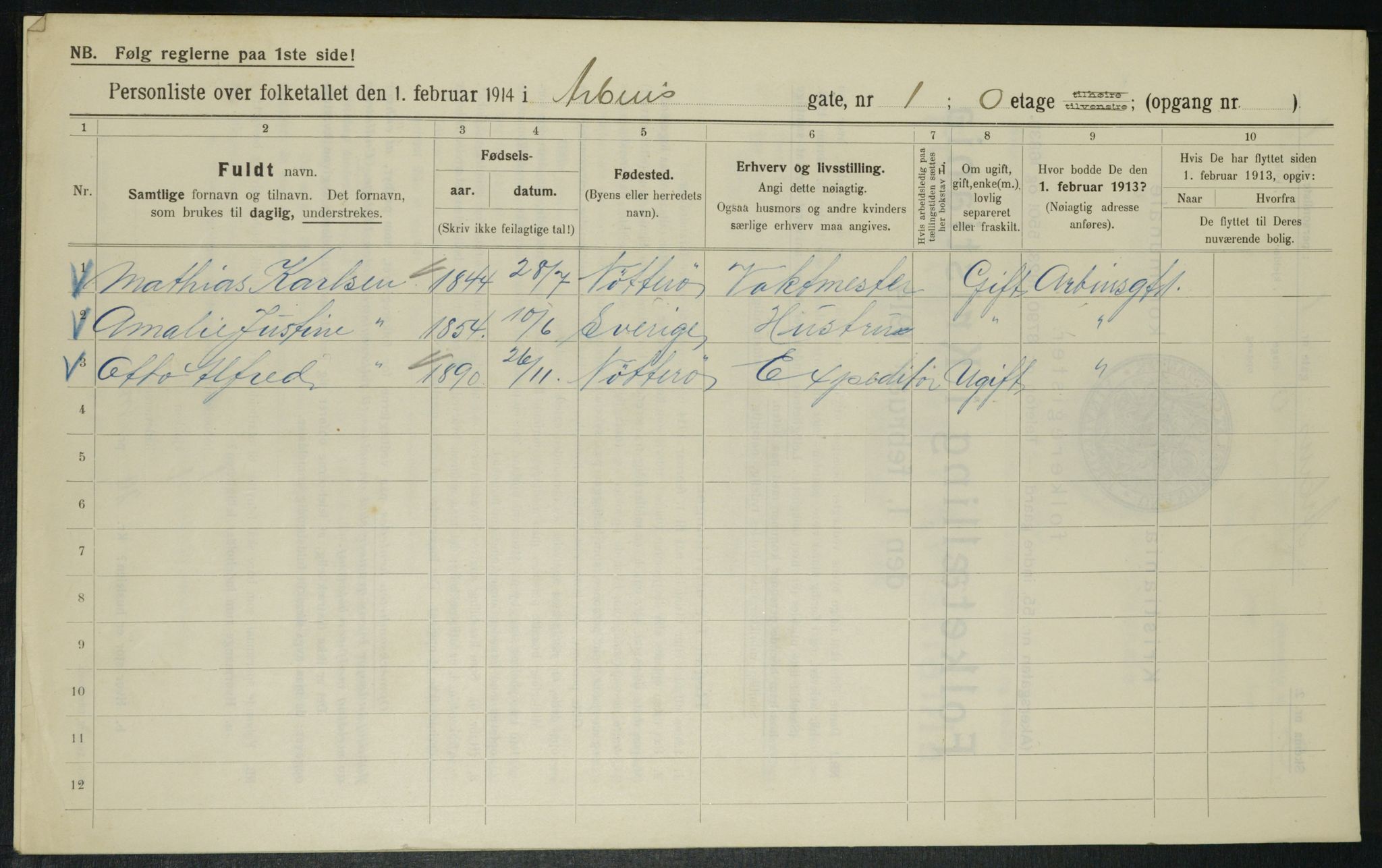 OBA, Kommunal folketelling 1.2.1914 for Kristiania, 1914, s. 1519