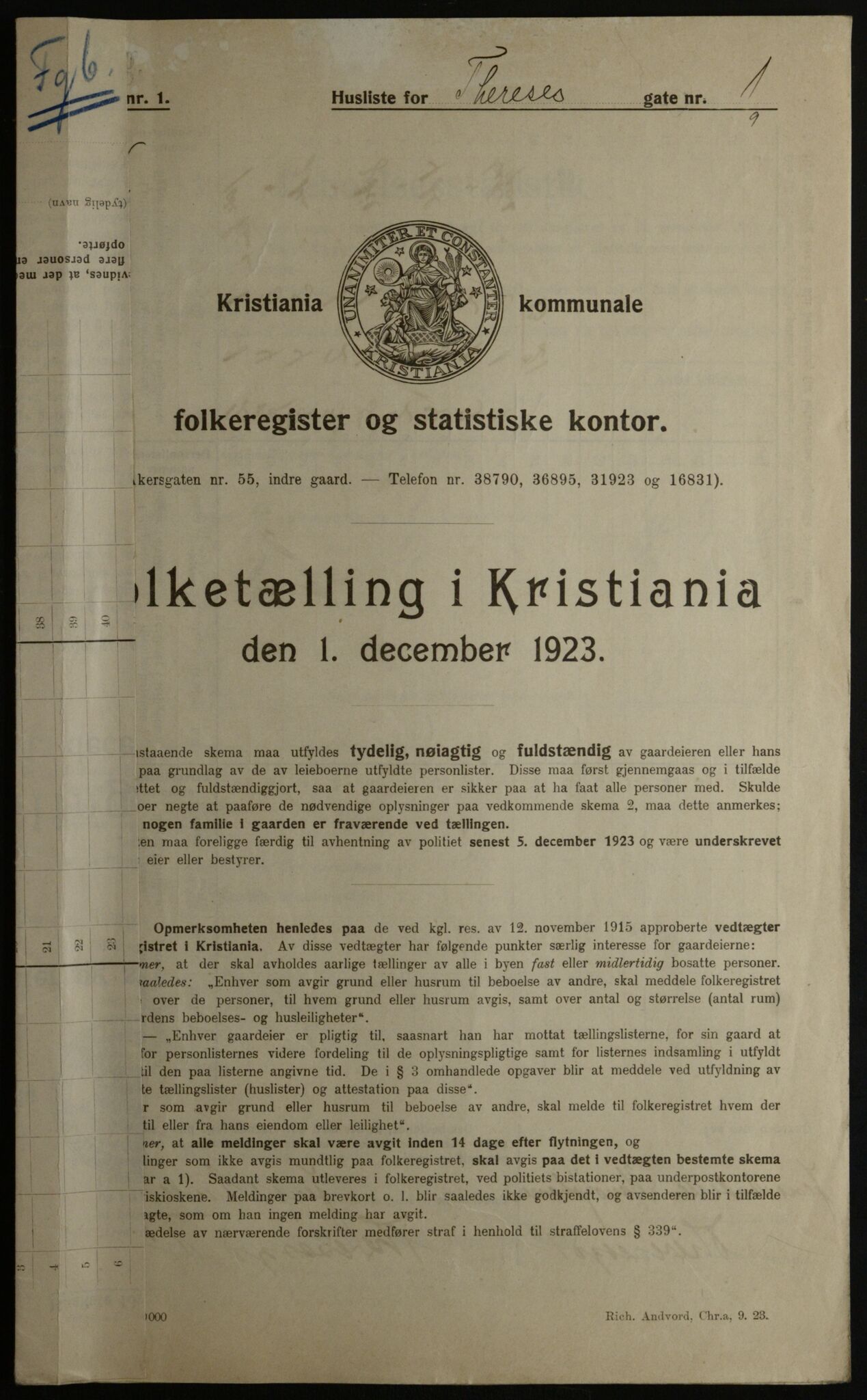 OBA, Kommunal folketelling 1.12.1923 for Kristiania, 1923, s. 118947