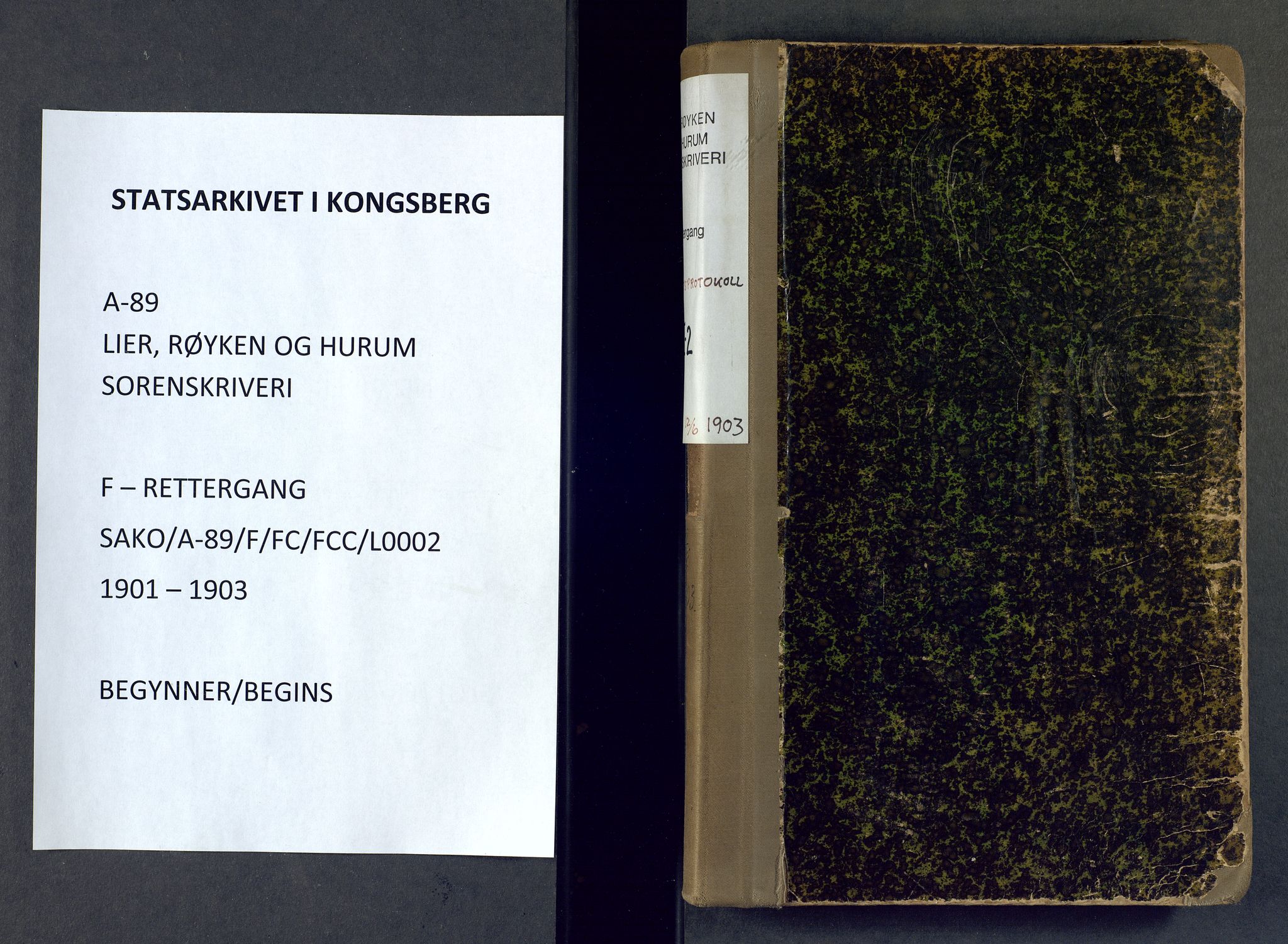 Lier, Røyken og Hurum sorenskriveri, SAKO/A-89/F/Fc/Fcc/L0002: Ekstrarettsprotokoll, 1901-1903