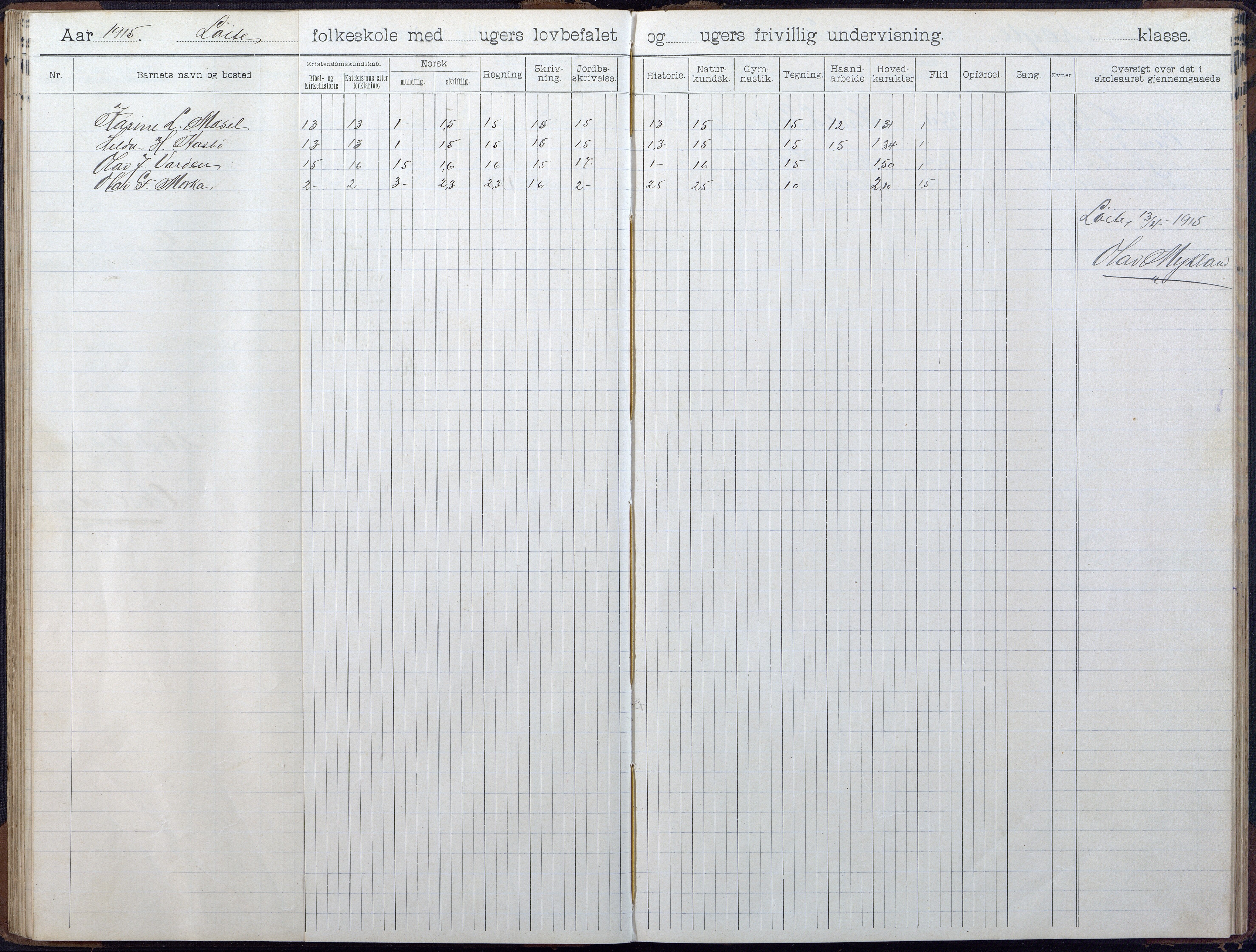 Gjerstad Kommune, Løite Skole, AAKS/KA0911-550c/F02/L0002: Skoleprotokoll, 1903-1921