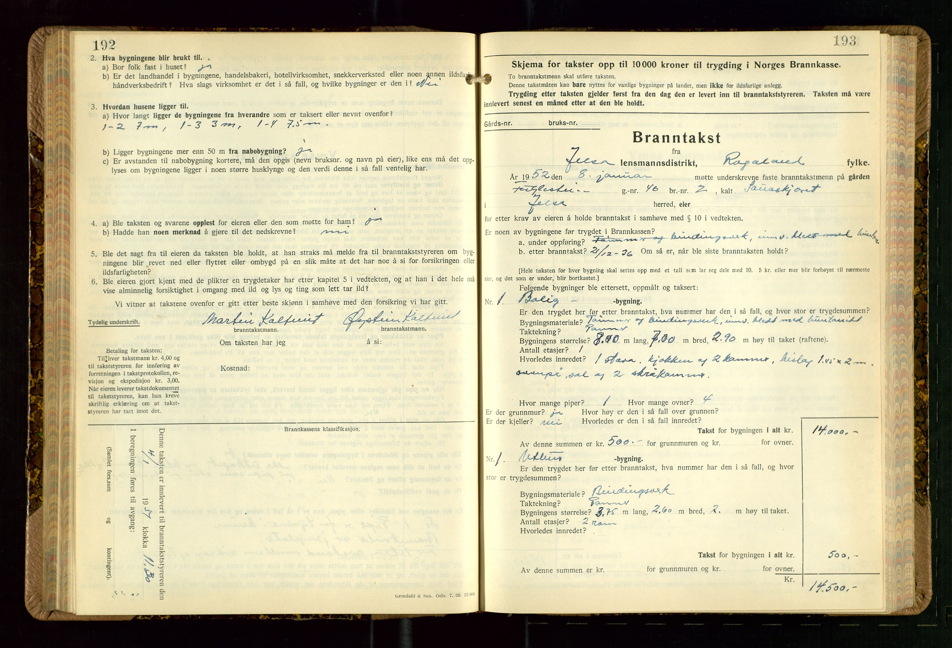 Jelsa lensmannskontor, AV/SAST-A-100360/Gob/L0003: "Branntakstprotokoll", 1942-1955, s. 192-193