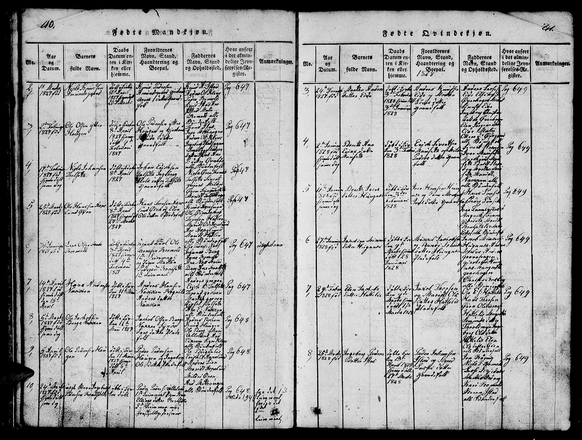 Ministerialprotokoller, klokkerbøker og fødselsregistre - Møre og Romsdal, SAT/A-1454/557/L0683: Klokkerbok nr. 557C01, 1818-1862, s. 40-41