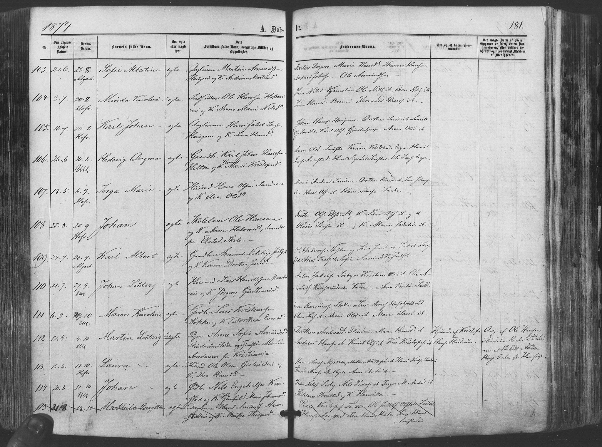 Ullensaker prestekontor Kirkebøker, AV/SAO-A-10236a/F/Fa/L0016: Ministerialbok nr. I 16, 1863-1875, s. 181