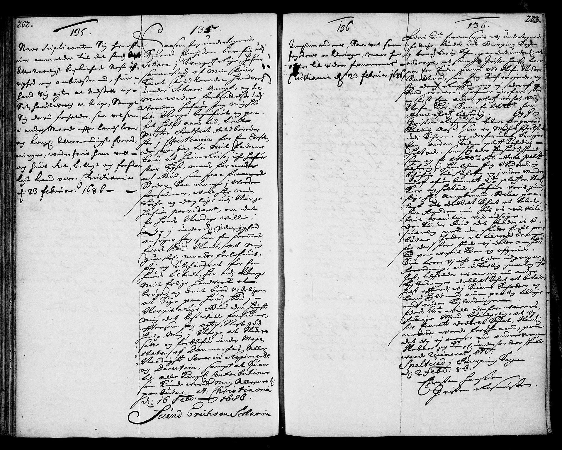 Stattholderembetet 1572-1771, AV/RA-EA-2870/Ae/L0002: Supplikasjons- og resolusjonsprotokoll, 1686, s. 202-203