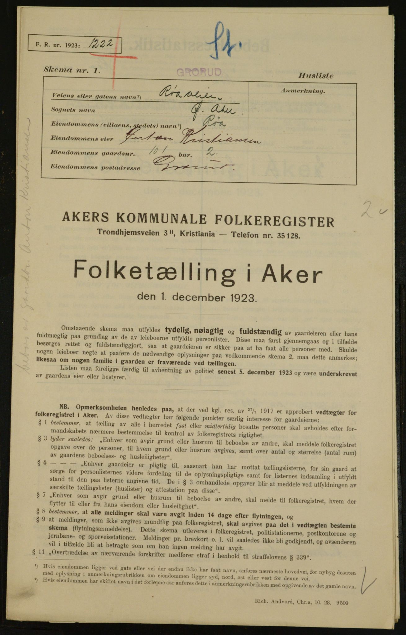 , Kommunal folketelling 1.12.1923 for Aker, 1923, s. 30147