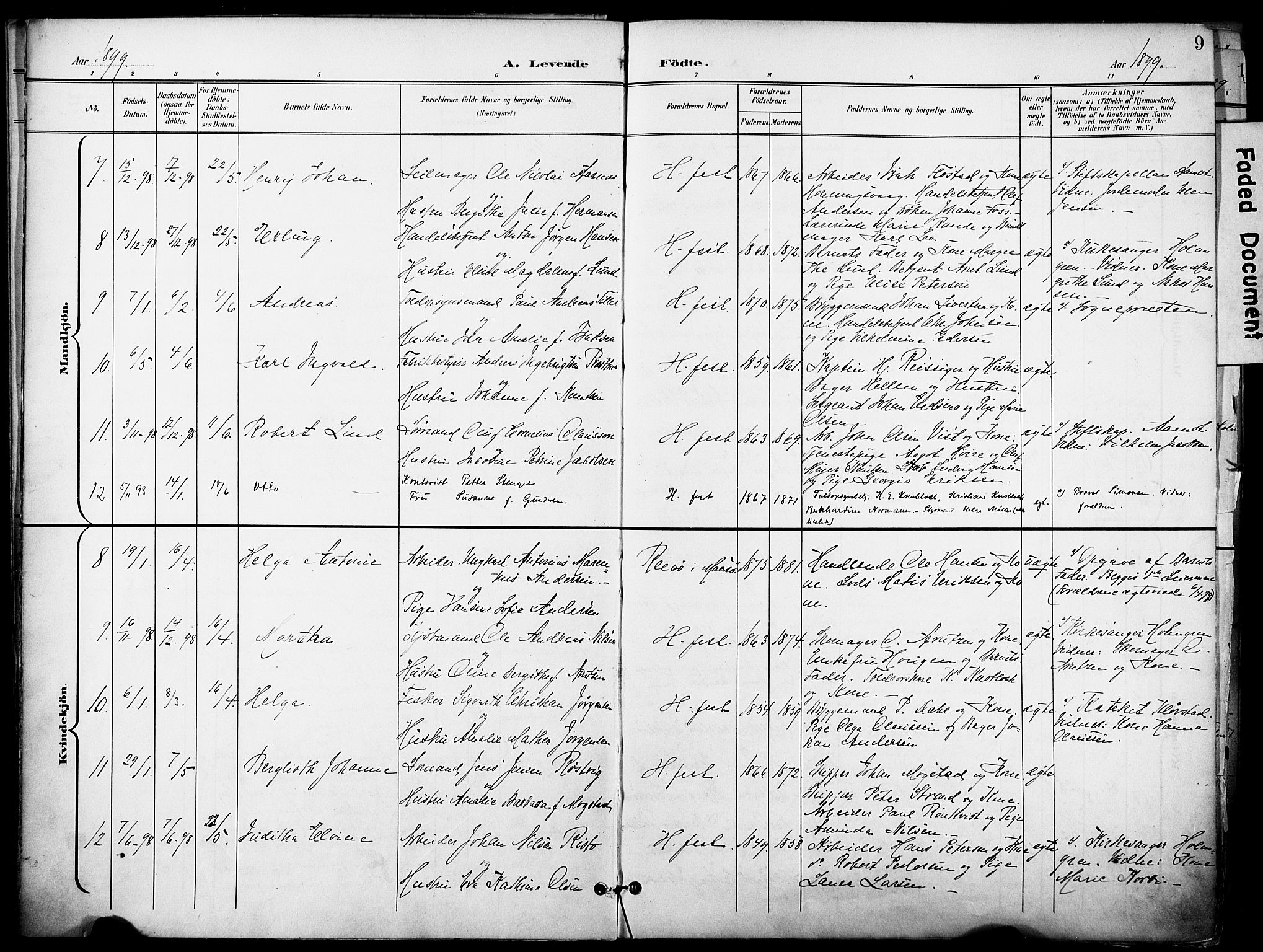 Hammerfest sokneprestkontor, AV/SATØ-S-1347/H/Ha/L0010.kirke: Ministerialbok nr. 10, 1898-1905, s. 9