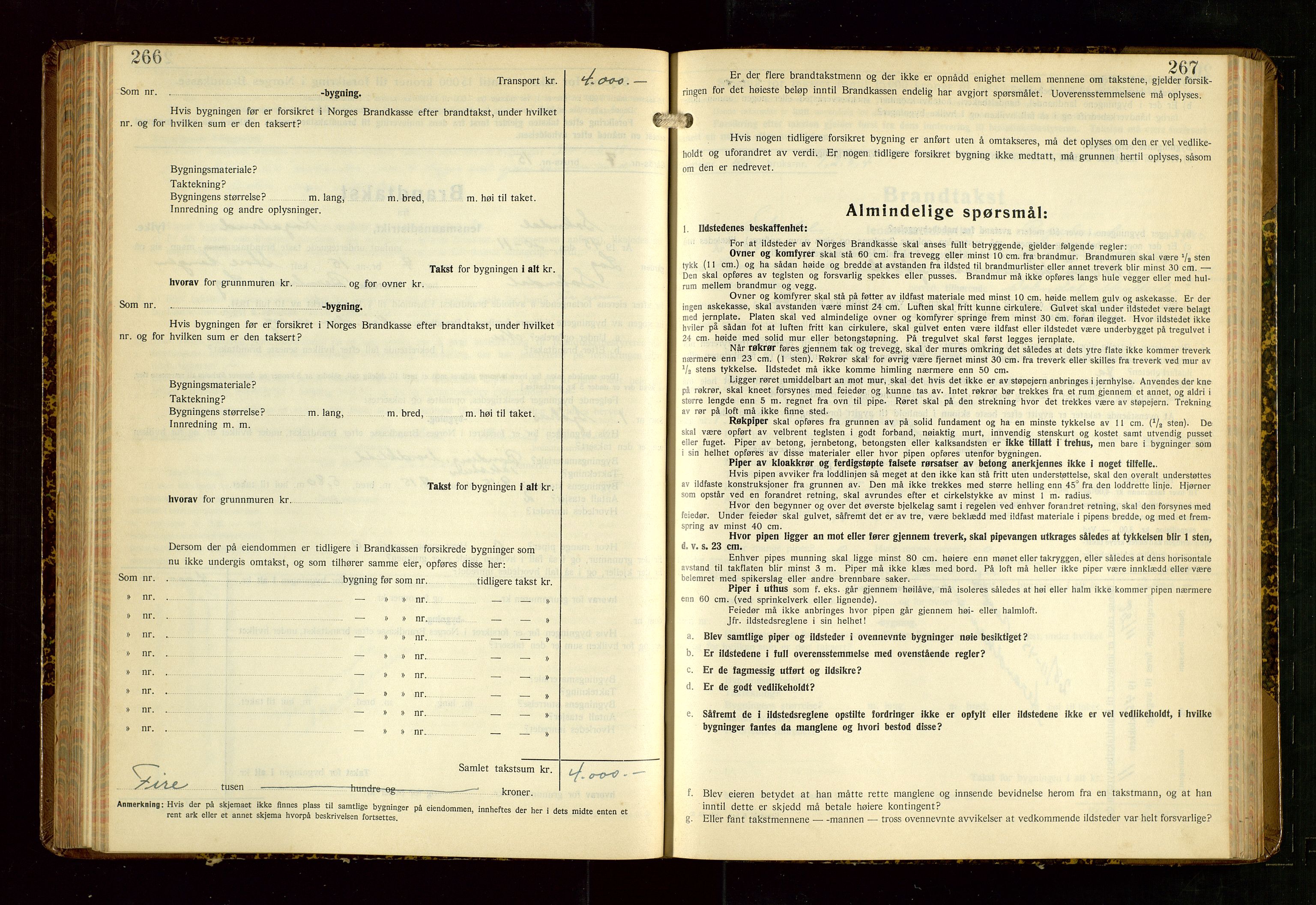 Sokndal lensmannskontor, AV/SAST-A-100417/Gob/L0008: "Brandtakst-Protokoll", 1937-1955, s. 266-267