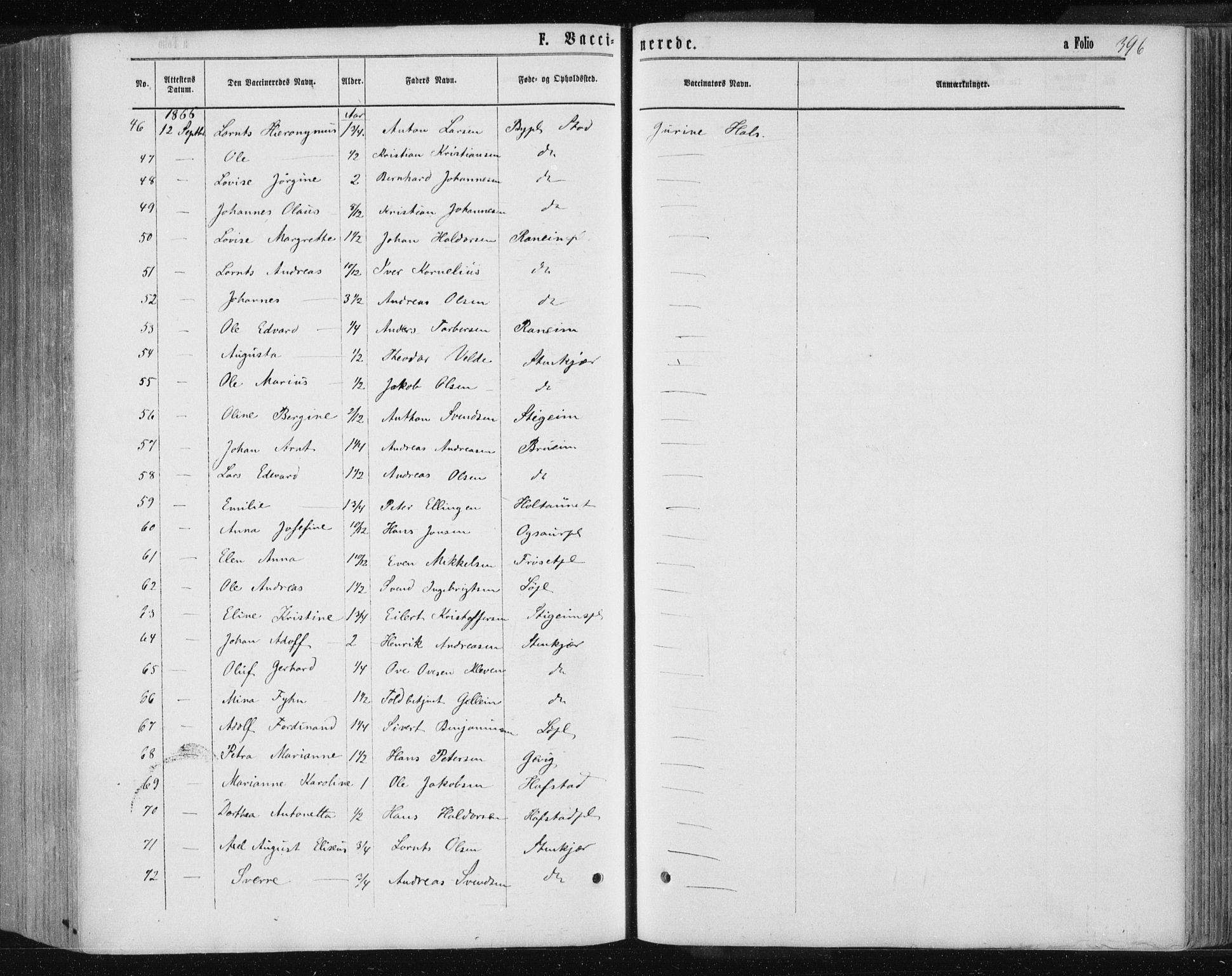 Ministerialprotokoller, klokkerbøker og fødselsregistre - Nord-Trøndelag, SAT/A-1458/735/L0345: Ministerialbok nr. 735A08 /1, 1863-1872, s. 396