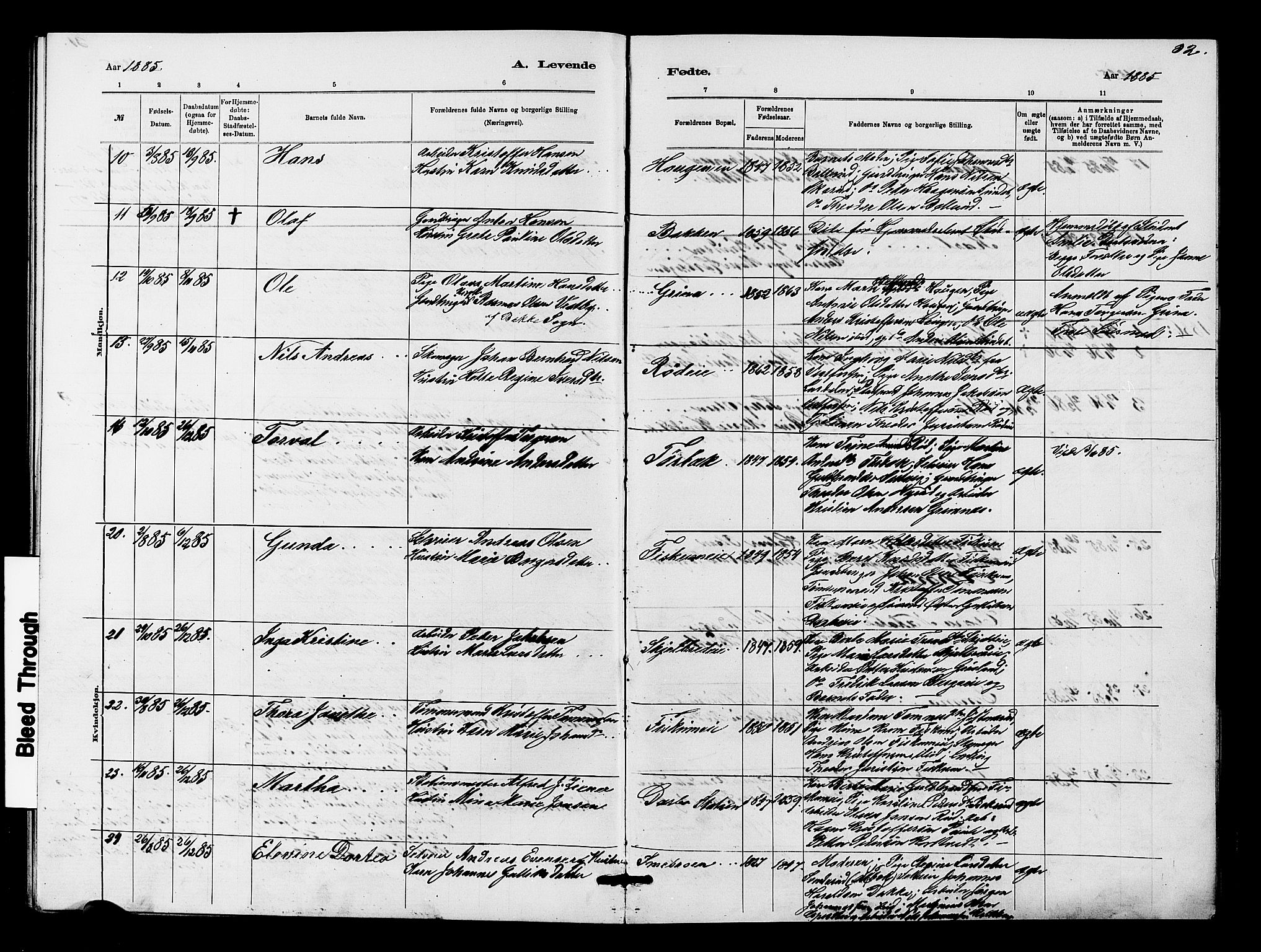 Fiskum kirkebøker, AV/SAKO-A-15/G/Ga/L0004: Klokkerbok nr. 4, 1878-1887, s. 32