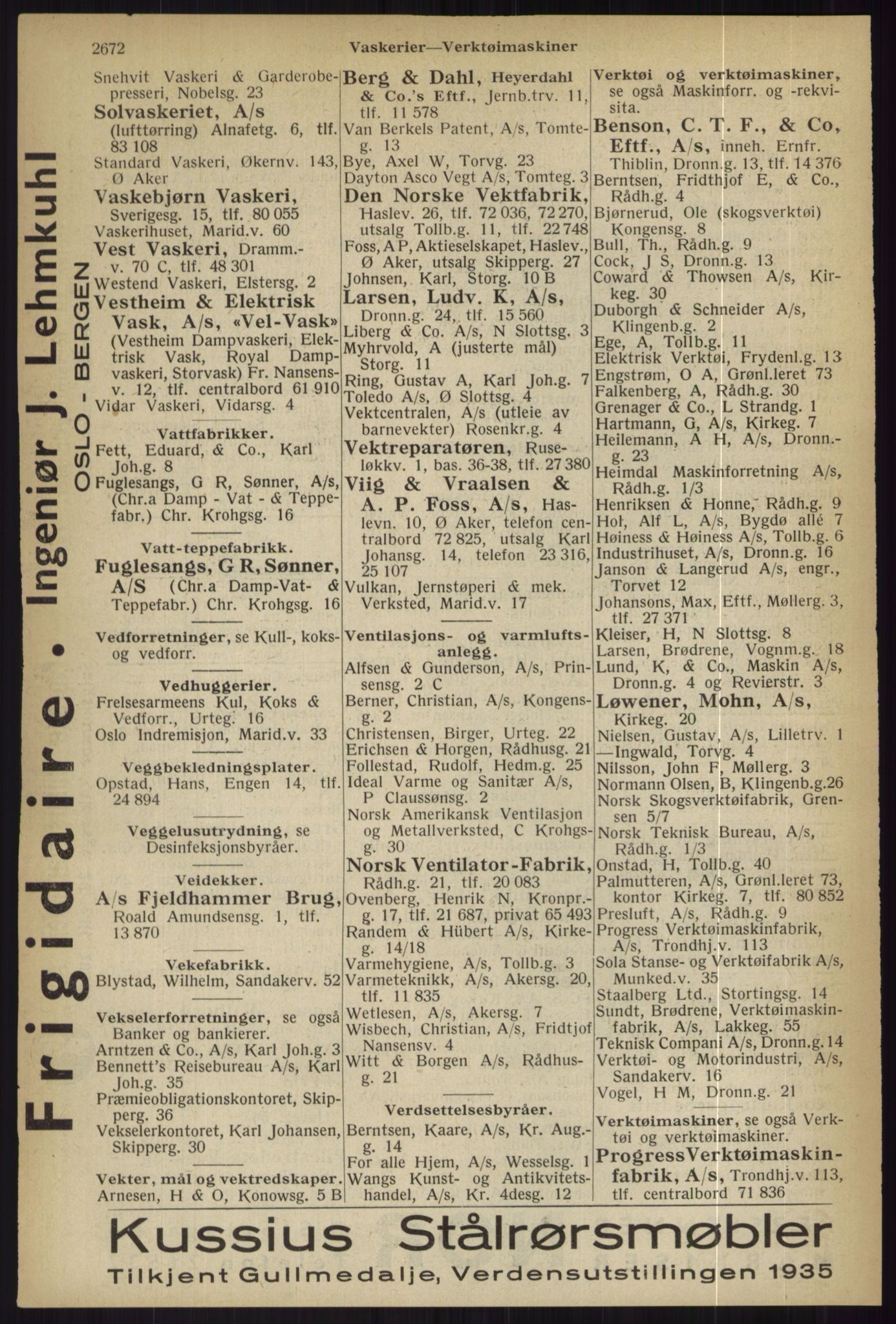 Kristiania/Oslo adressebok, PUBL/-, 1936, s. 2672
