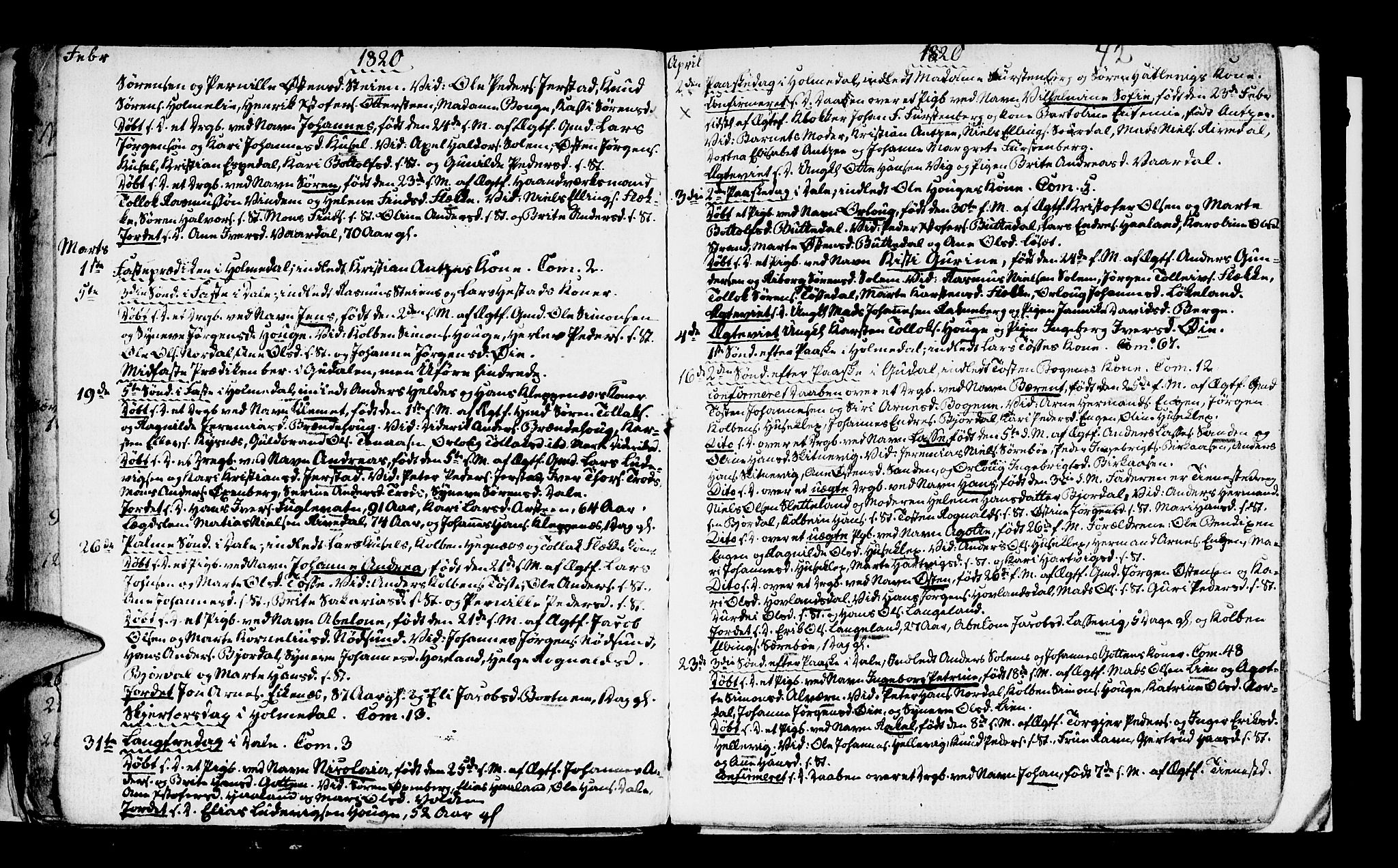 Fjaler sokneprestembete, AV/SAB-A-79801/H/Haa/Haaa/L0004: Ministerialbok nr. A 4, 1814-1821, s. 42
