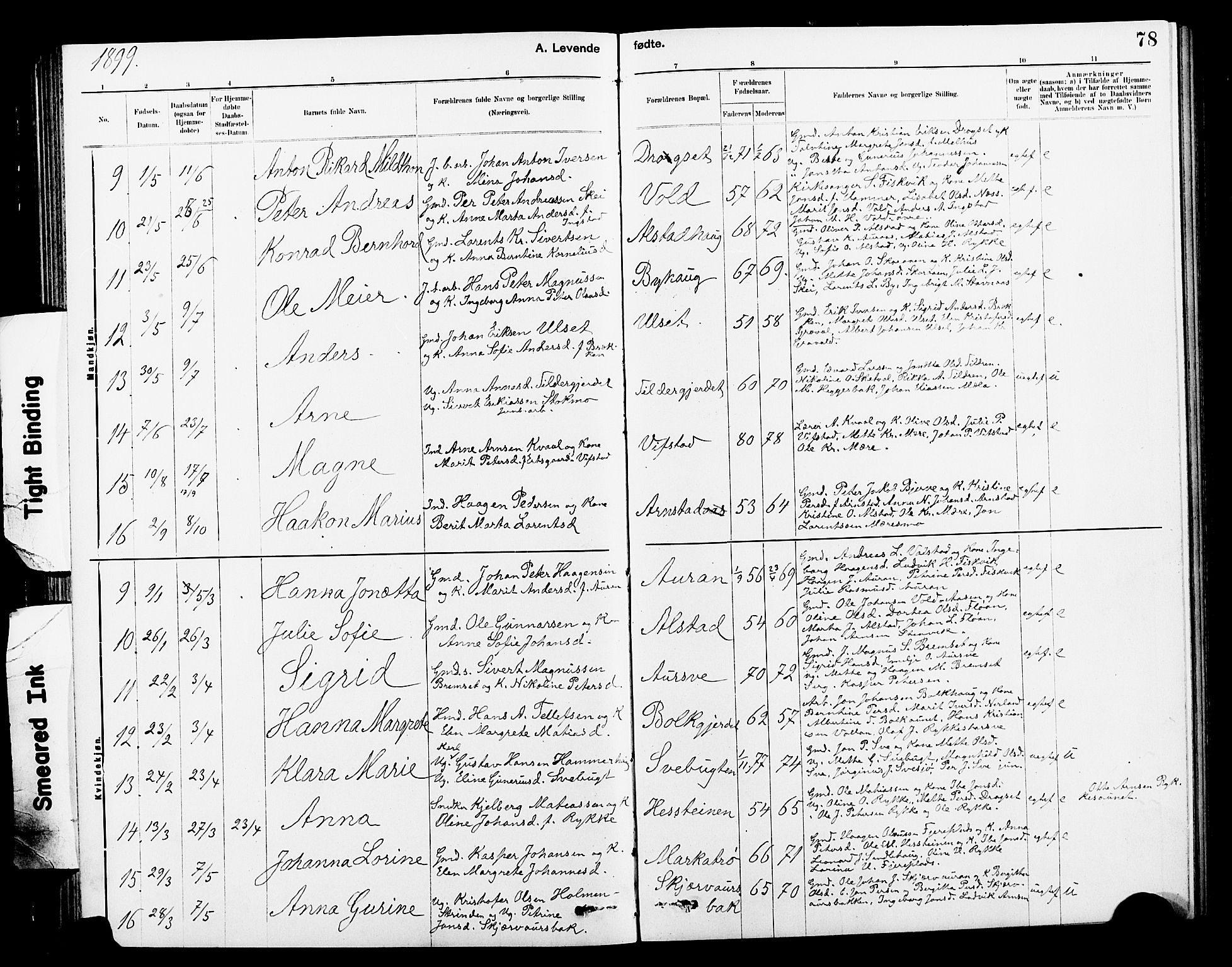 Ministerialprotokoller, klokkerbøker og fødselsregistre - Nord-Trøndelag, AV/SAT-A-1458/712/L0103: Klokkerbok nr. 712C01, 1878-1917, s. 78