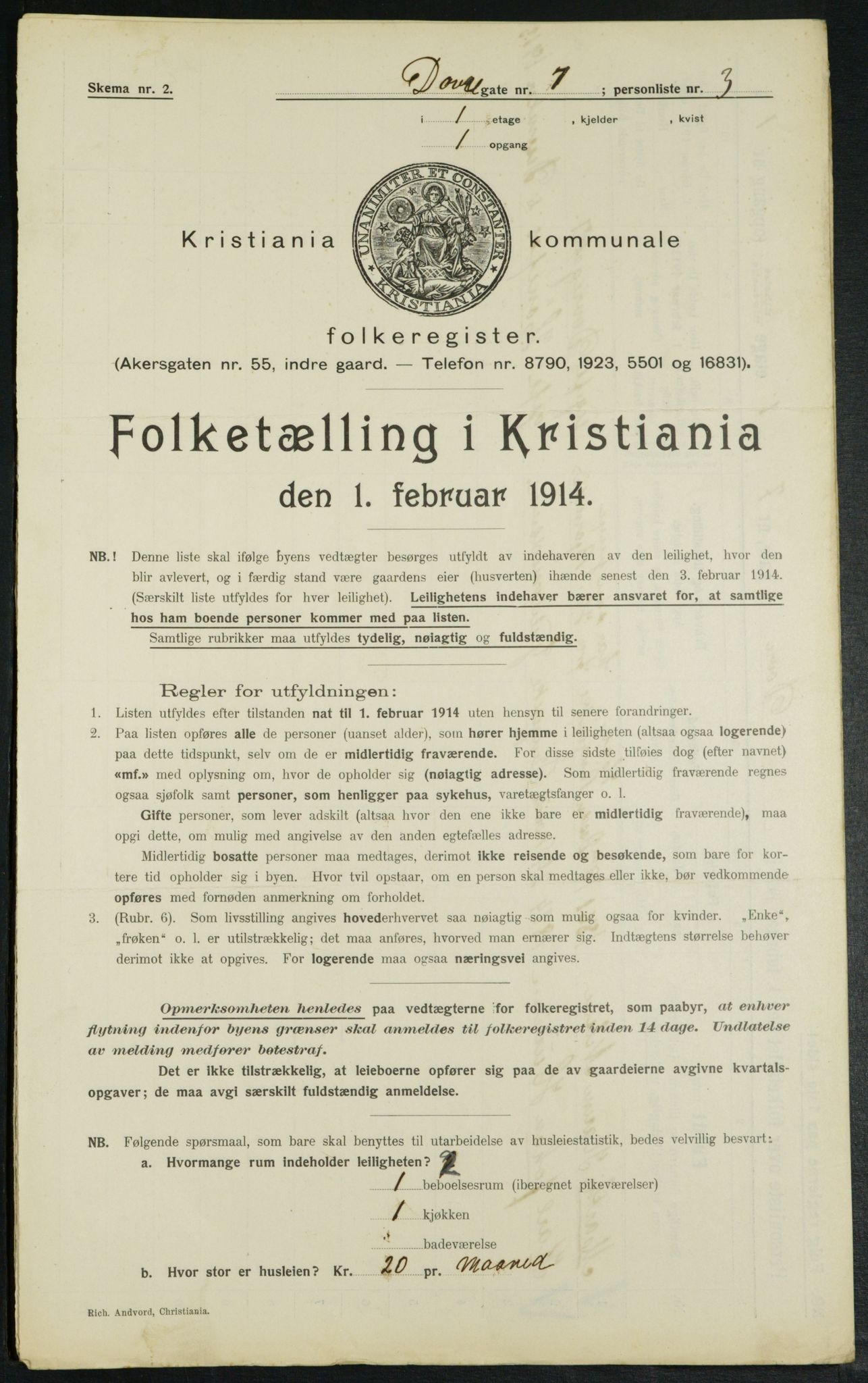 OBA, Kommunal folketelling 1.2.1914 for Kristiania, 1914, s. 16393