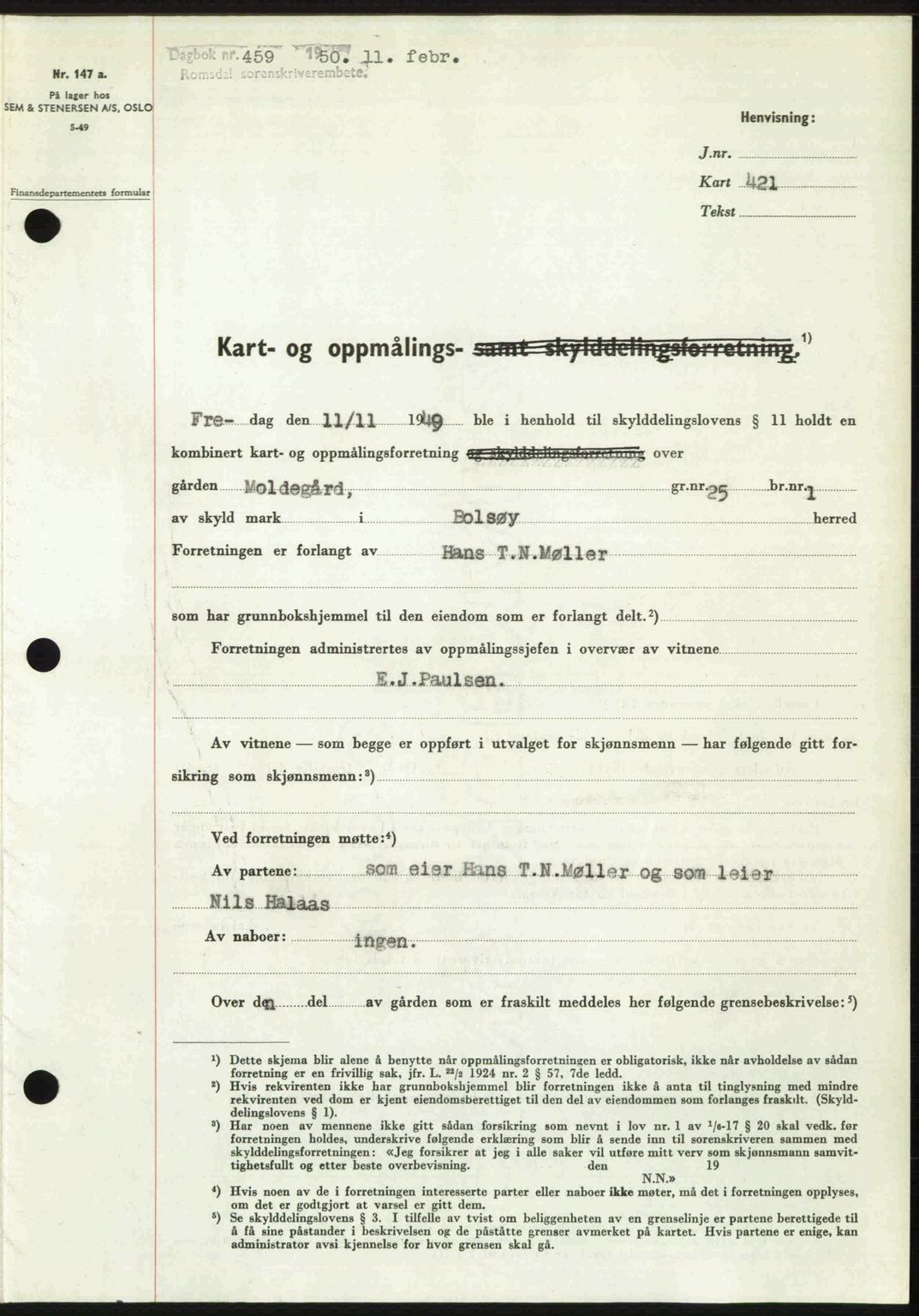 Romsdal sorenskriveri, SAT/A-4149/1/2/2C: Pantebok nr. A32, 1950-1950, Dagboknr: 459/1950