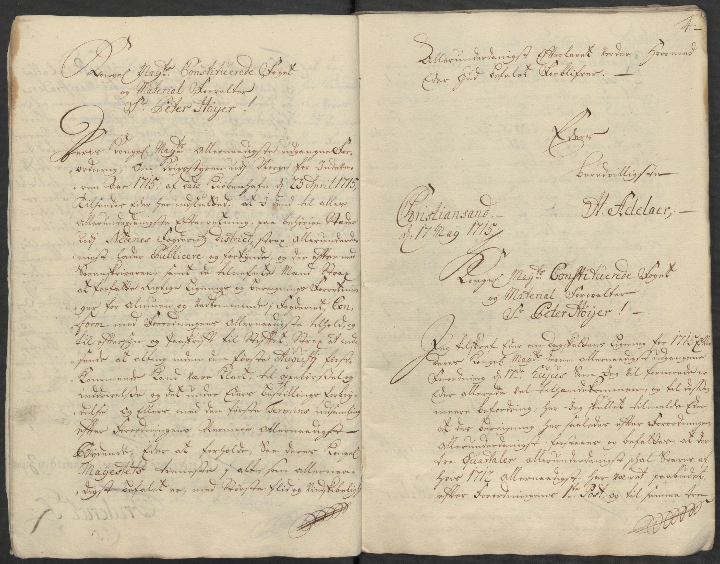 Rentekammeret inntil 1814, Reviderte regnskaper, Fogderegnskap, AV/RA-EA-4092/R39/L2323: Fogderegnskap Nedenes, 1715, s. 56