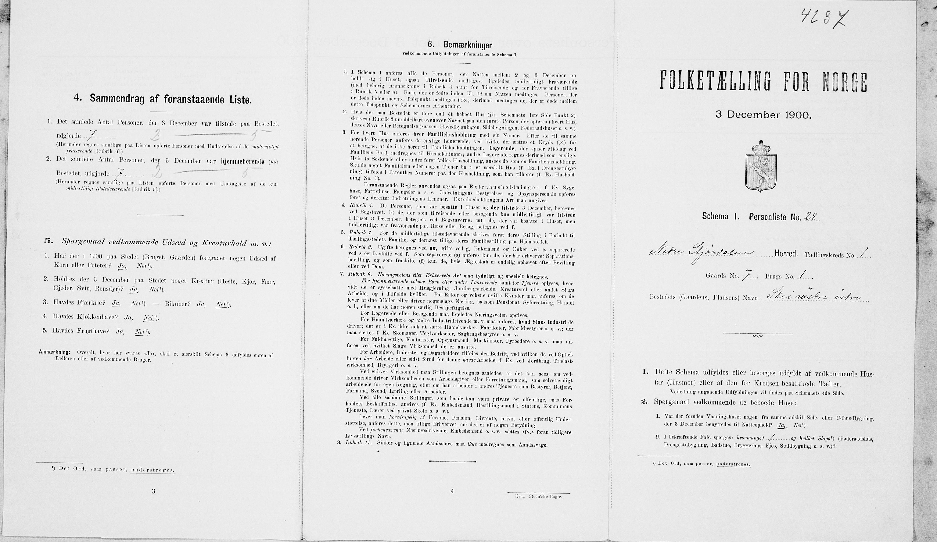 SAT, Folketelling 1900 for 1714 Nedre Stjørdal herred, 1900, s. 217