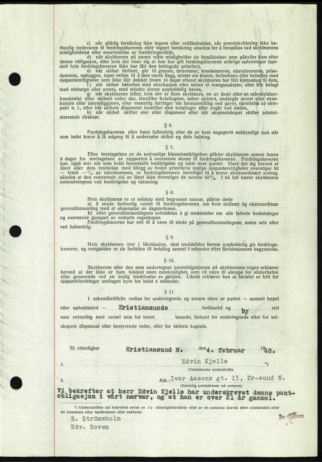 Kristiansund byfogd, AV/SAT-A-4587/A/27: Pantebok nr. 44, 1947-1948, Dagboknr: 156/1948