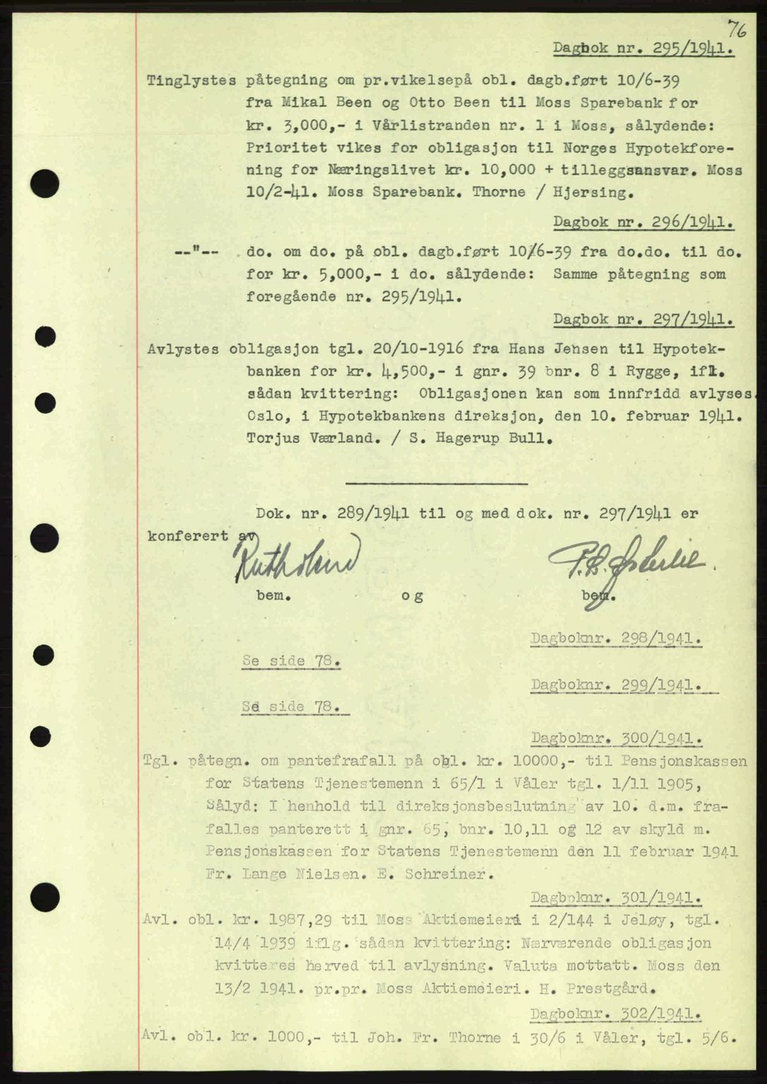 Moss sorenskriveri, SAO/A-10168: Pantebok nr. B10, 1940-1941, Dagboknr: 295/1941