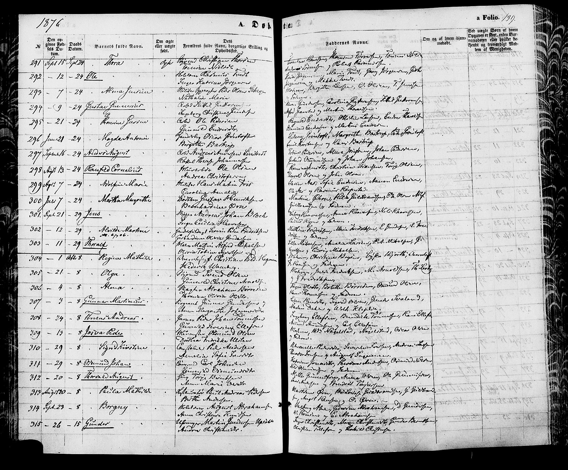Kristiansand domprosti, AV/SAK-1112-0006/F/Fa/L0015: Ministerialbok nr. A 15, 1867-1880, s. 139