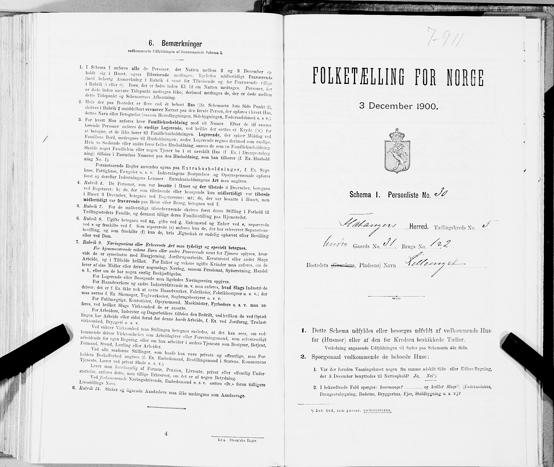 SAT, Folketelling 1900 for 1749 Flatanger herred, 1900, s. 780