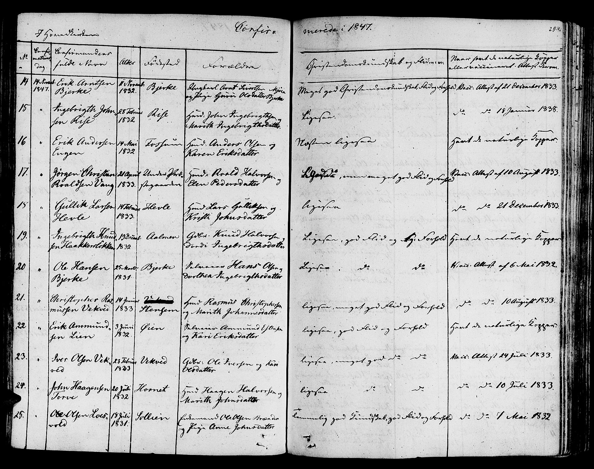 Ministerialprotokoller, klokkerbøker og fødselsregistre - Sør-Trøndelag, SAT/A-1456/678/L0897: Ministerialbok nr. 678A06-07, 1821-1847, s. 254
