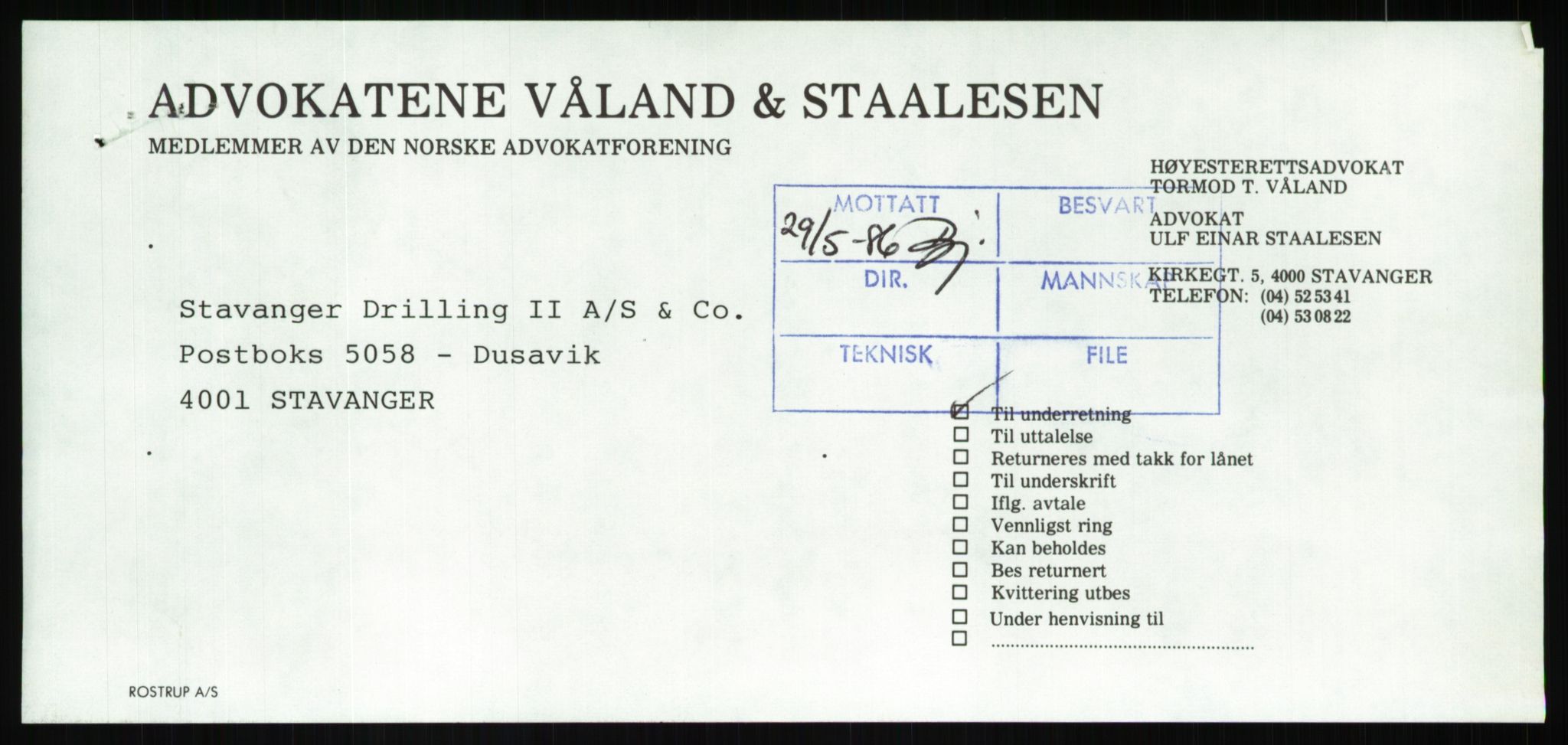 Pa 1503 - Stavanger Drilling AS, AV/SAST-A-101906/Da/L0001: Alexander L. Kielland - Begrensningssak Stavanger byrett, 1986, s. 586