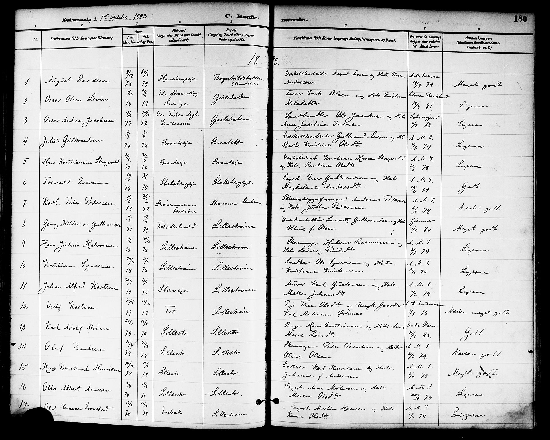Skedsmo prestekontor Kirkebøker, AV/SAO-A-10033a/F/Fa/L0014: Ministerialbok nr. I 14, 1892-1901, s. 180