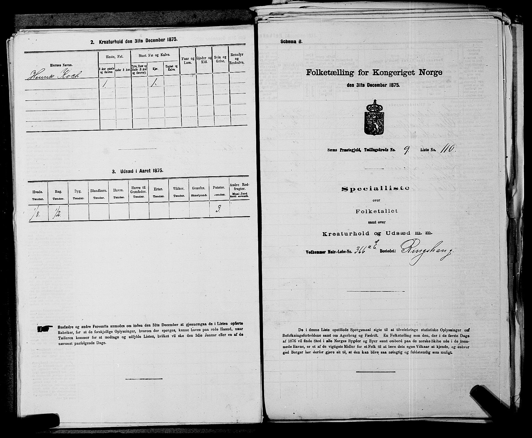 SAKO, Folketelling 1875 for 0721P Sem prestegjeld, 1875, s. 1532