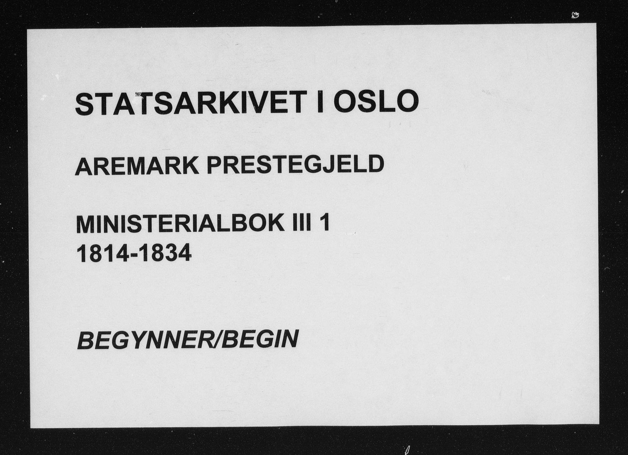 Aremark prestekontor Kirkebøker, SAO/A-10899/F/Fc/L0001: Ministerialbok nr. III 1, 1814-1834