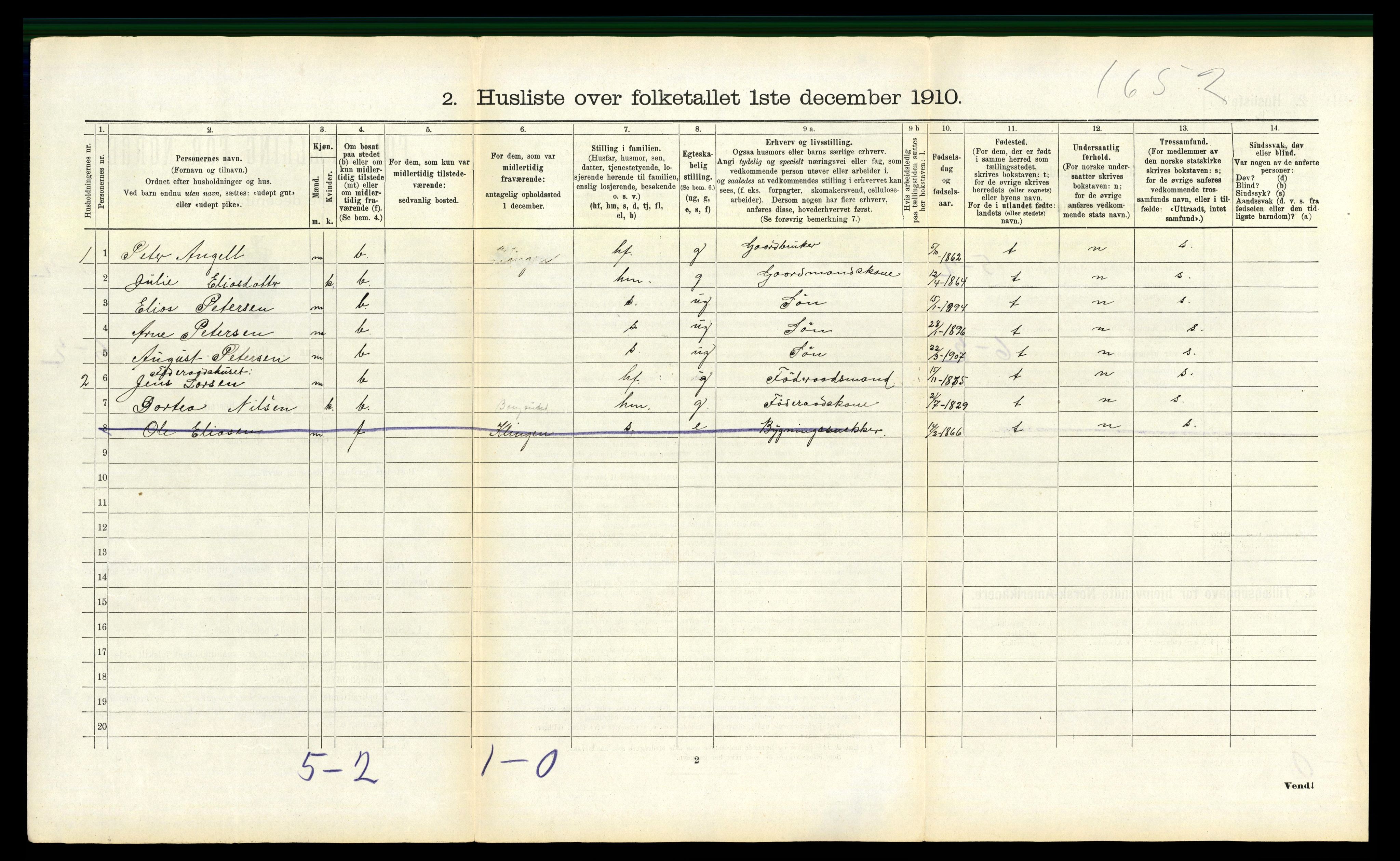 RA, Folketelling 1910 for 1811 Bindal herred, 1910, s. 537