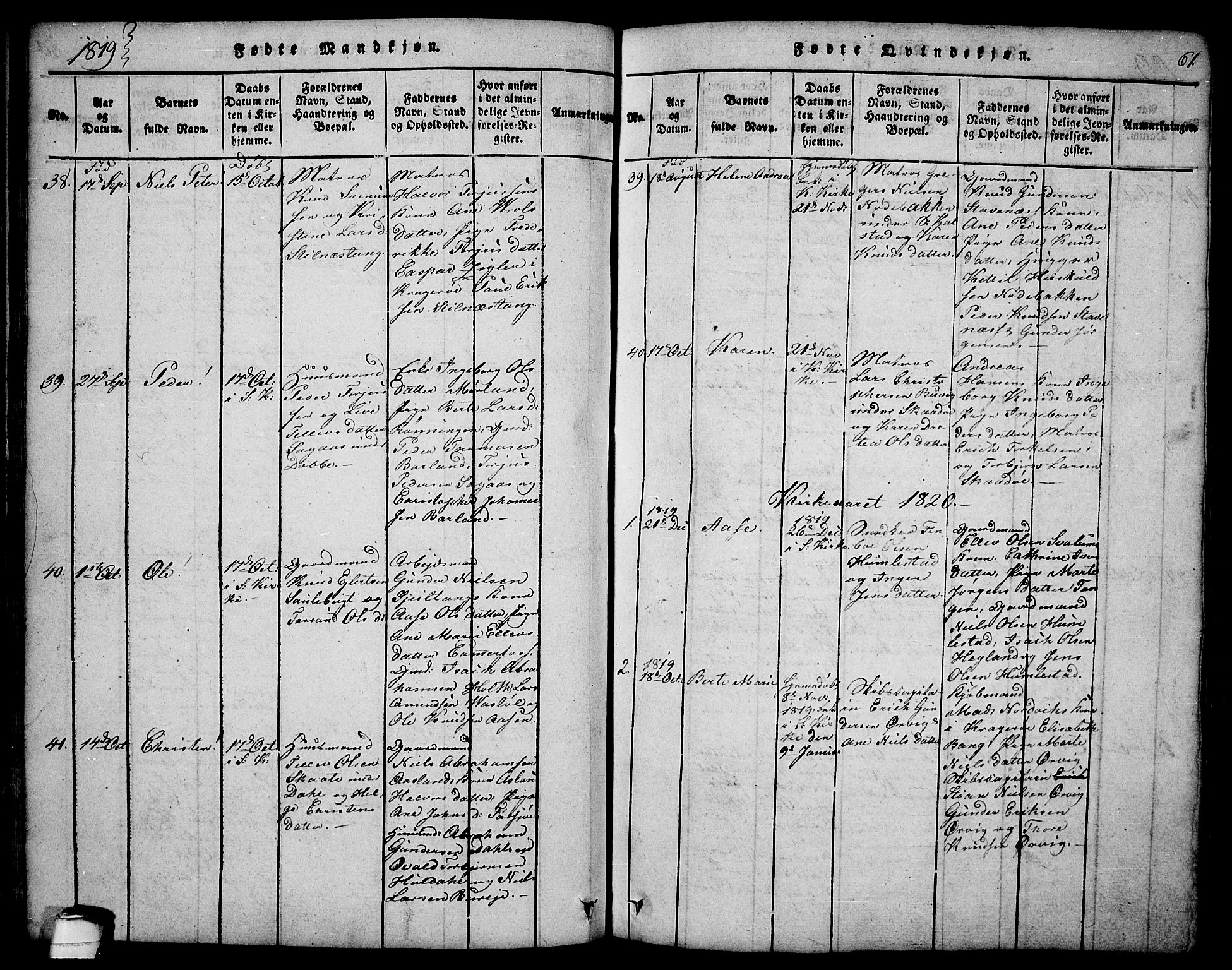 Sannidal kirkebøker, AV/SAKO-A-296/F/Fa/L0004: Ministerialbok nr. 4, 1814-1829, s. 61
