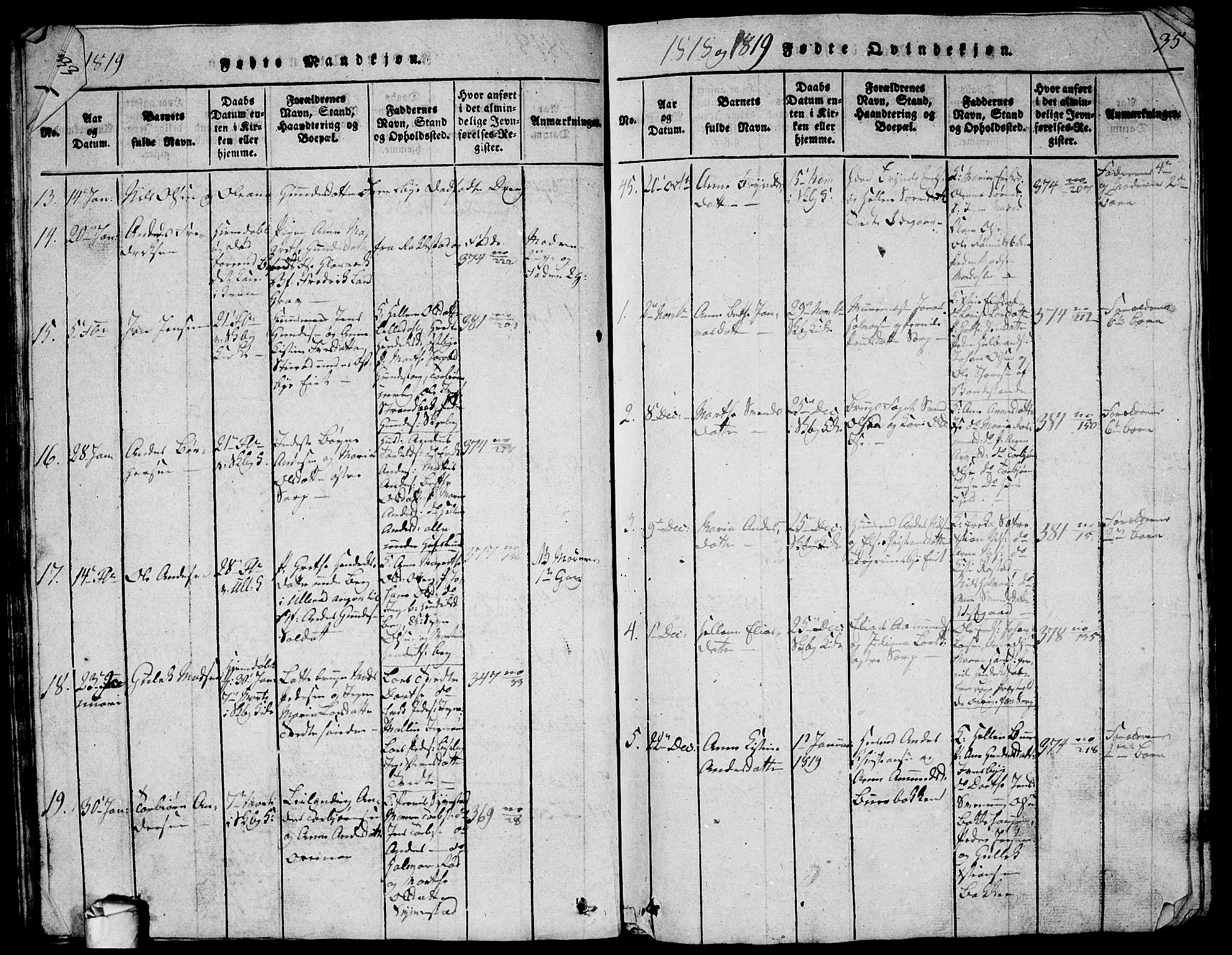 Skjeberg prestekontor Kirkebøker, AV/SAO-A-10923/G/Ga/L0001: Klokkerbok nr. I 1, 1815-1830, s. 34