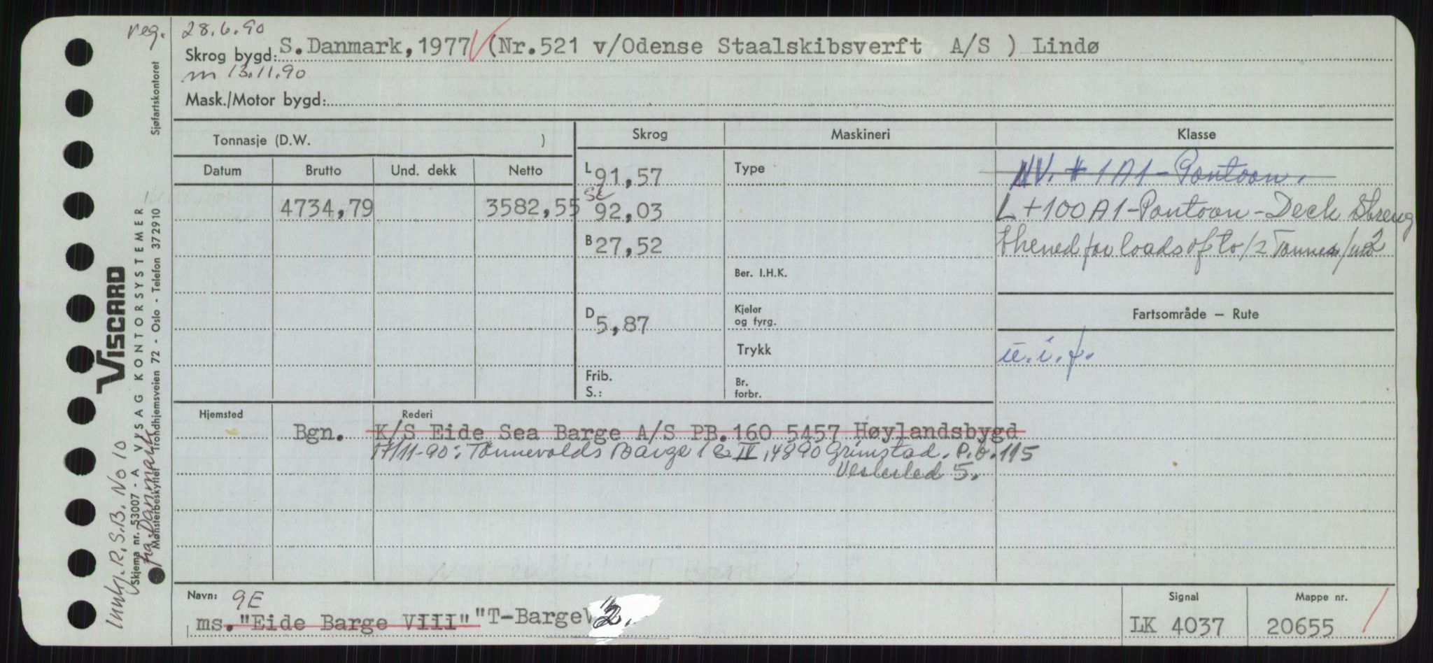 Sjøfartsdirektoratet med forløpere, Skipsmålingen, RA/S-1627/H/Hc/L0001: Lektere, A-Y, s. 423