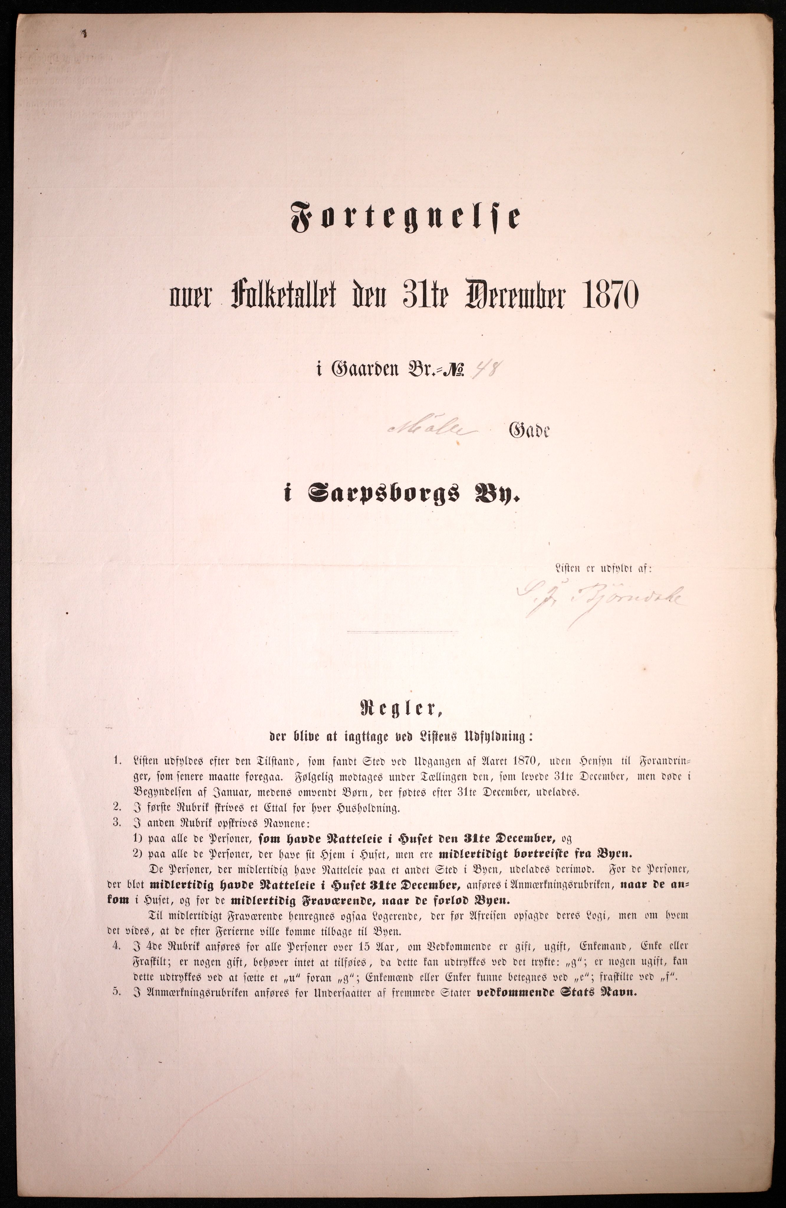 RA, Folketelling 1870 for 0102 Sarpsborg kjøpstad, 1870, s. 303