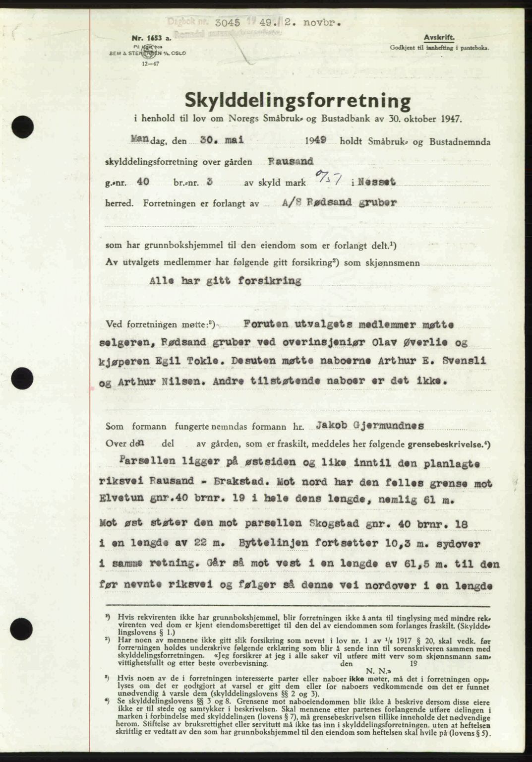 Romsdal sorenskriveri, SAT/A-4149/1/2/2C: Pantebok nr. A31, 1949-1949, Dagboknr: 3045/1949