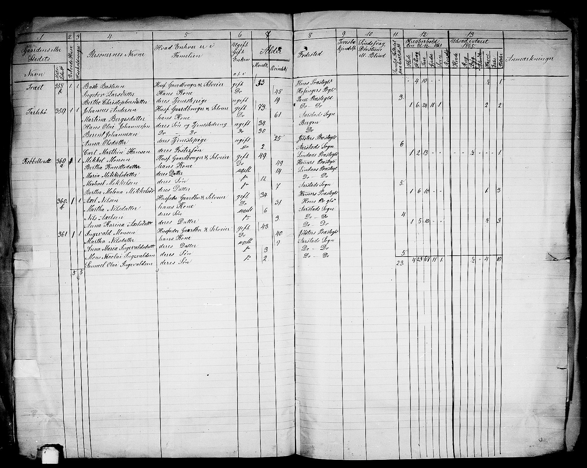 RA, Folketelling 1865 for 1280L St. Jørgens Hospital prestegjeld, Årstad landsokn, 1865, s. 26