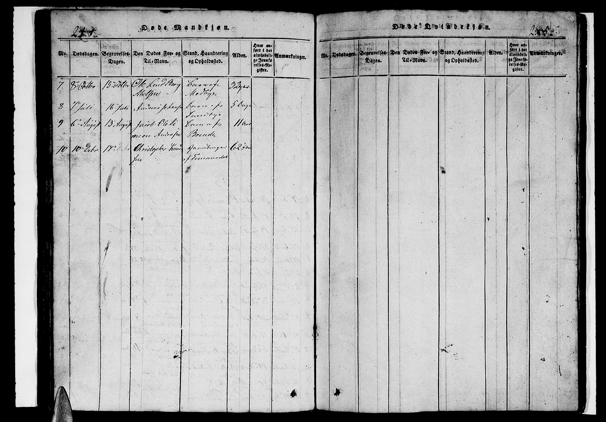 Ministerialprotokoller, klokkerbøker og fødselsregistre - Nordland, AV/SAT-A-1459/847/L0676: Klokkerbok nr. 847C04, 1821-1853, s. 244-245