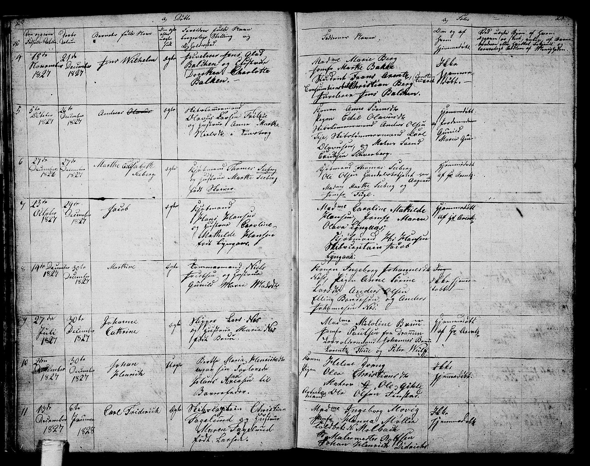 Tønsberg kirkebøker, AV/SAKO-A-330/G/Ga/L0002: Klokkerbok nr. 2, 1827-1854, s. 20-21