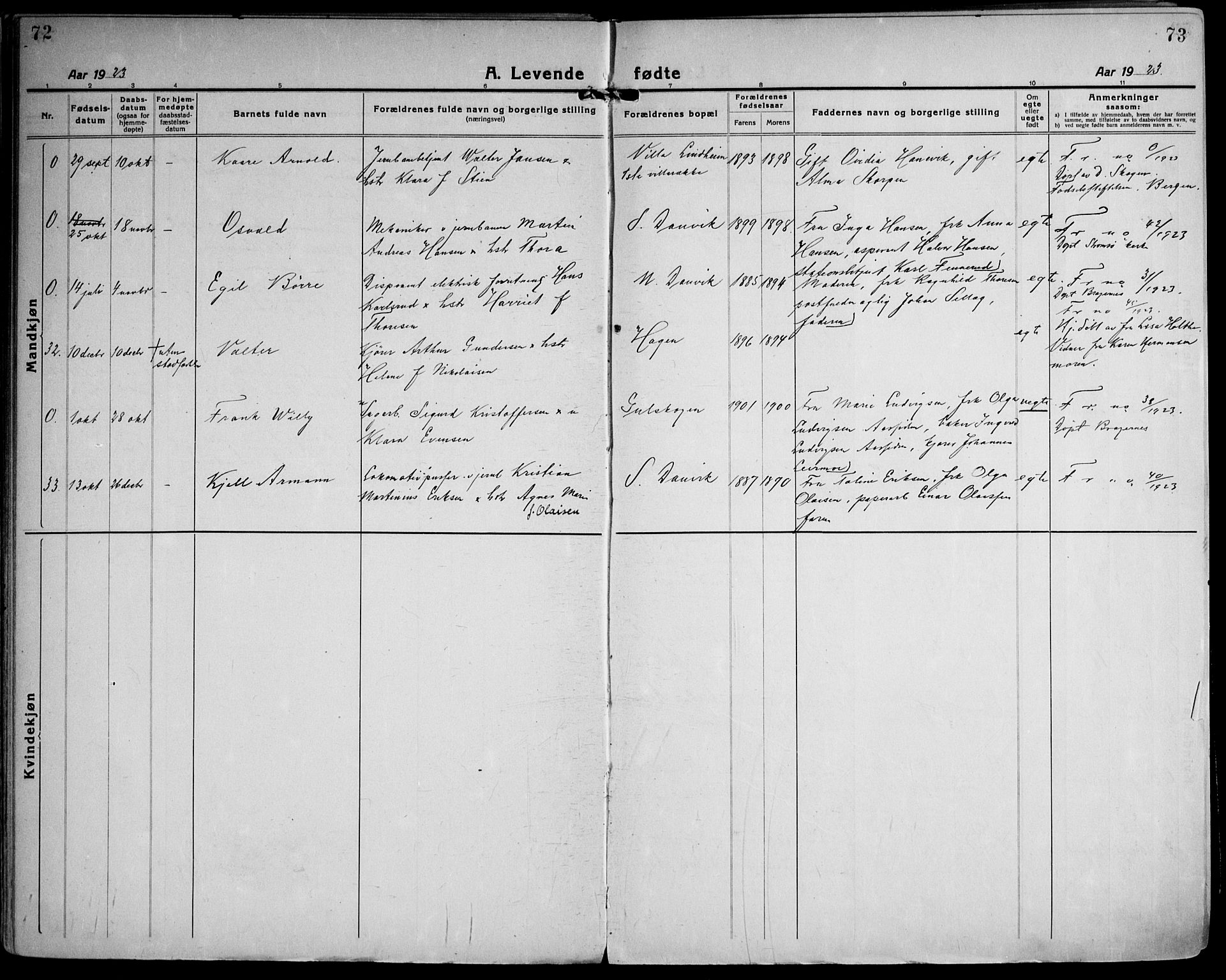 Strømsgodset kirkebøker, AV/SAKO-A-324/F/Fa/L0003: Ministerialbok nr. 3, 1920-1936, s. 72-73