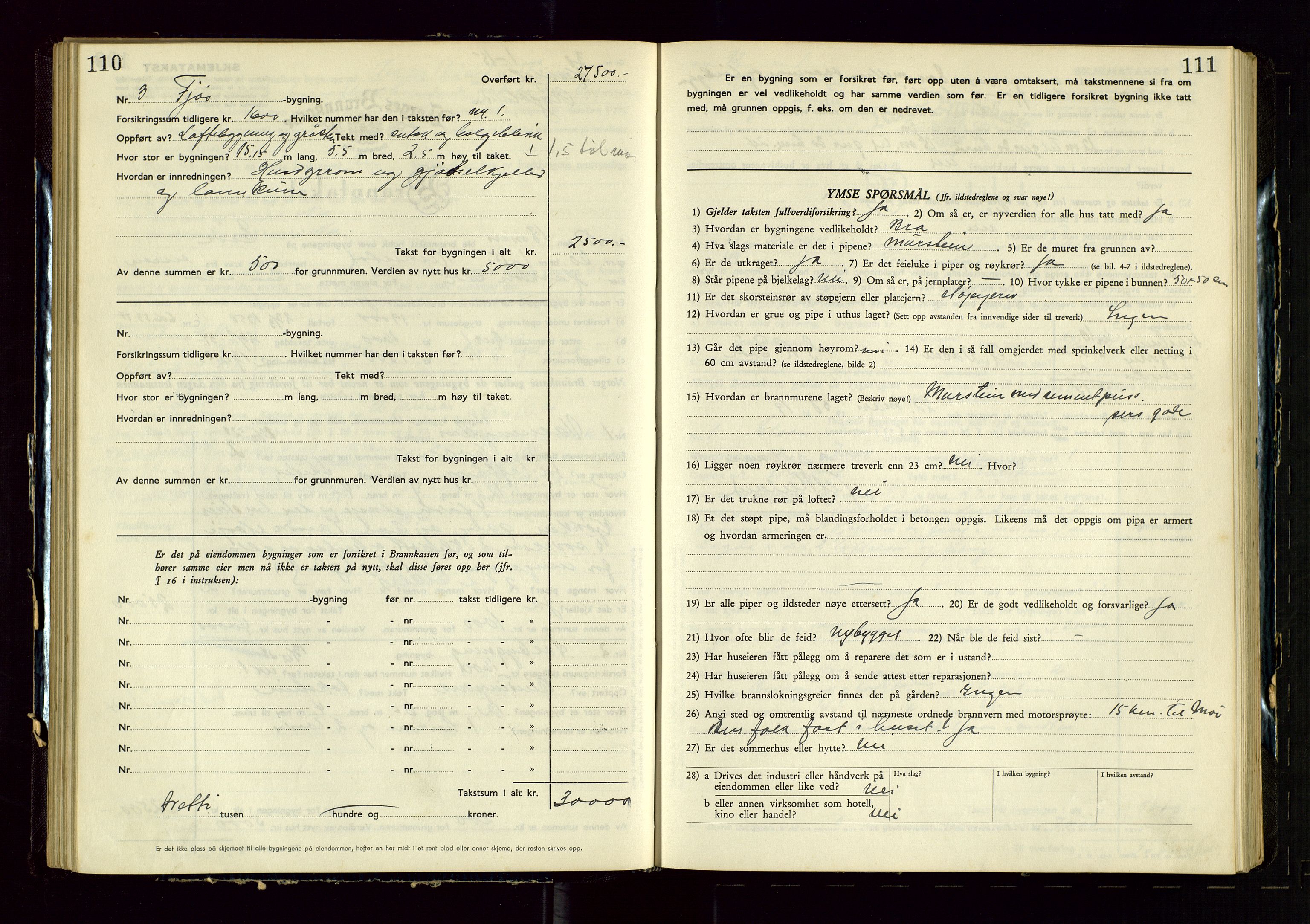 Heskestad lensmannskontor, SAST/A-100304/Gob/L0005: "Brandtakstprotokoll", 1946-1955, s. 110-111